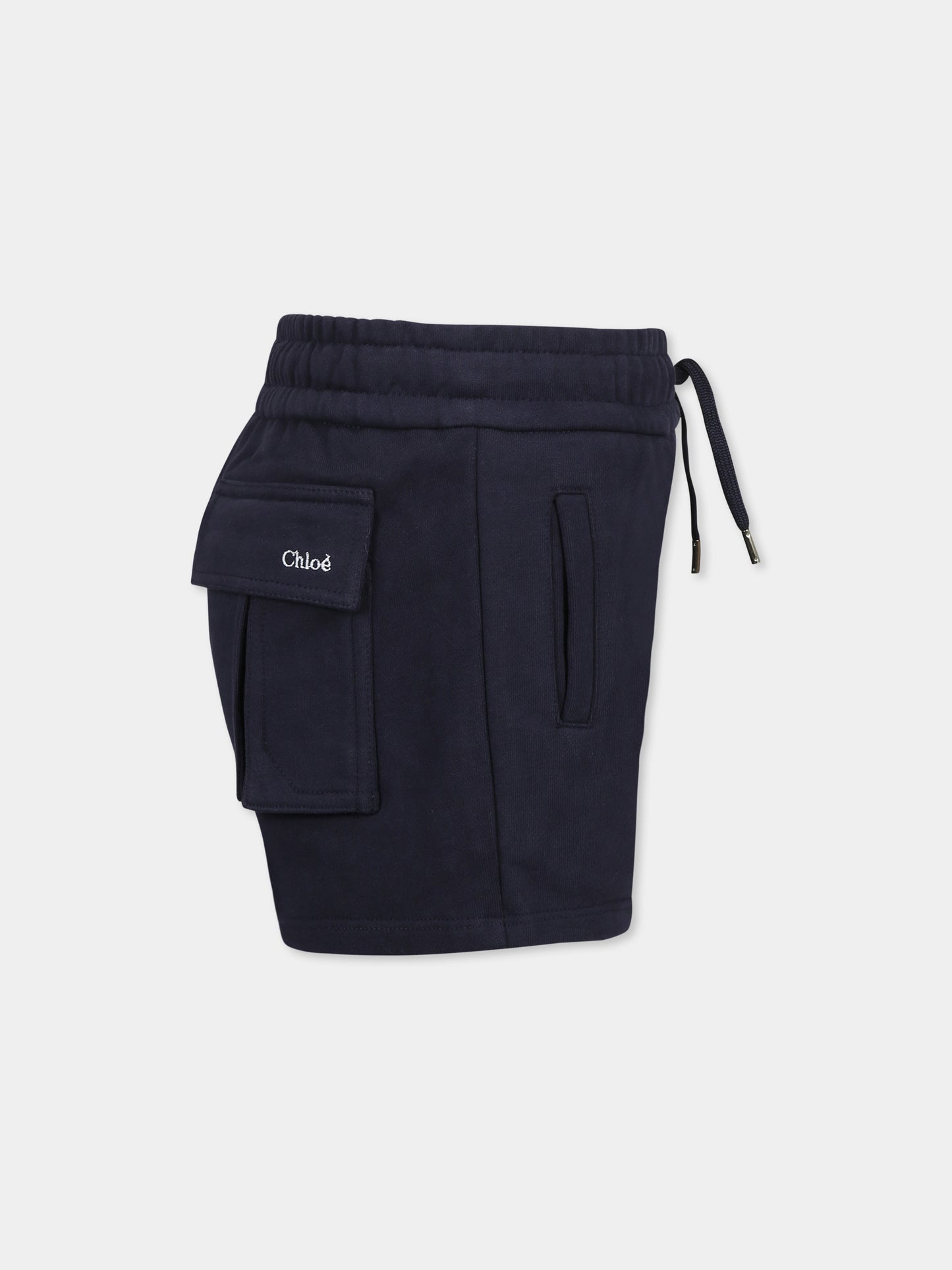 Shorts blu per bambina con logo,Chloé Kids,C20464 859