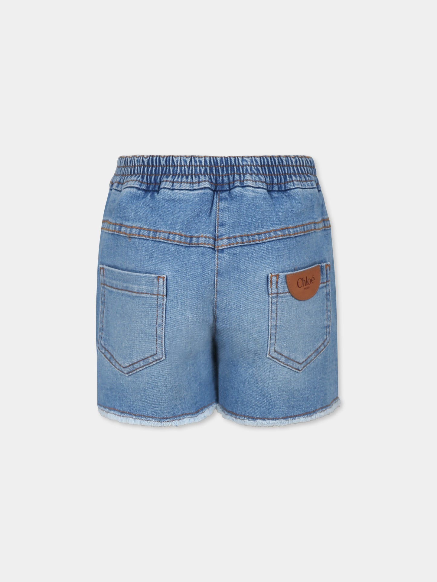 Shorts denim per bambina con logo,Chloé Kids,C20468 Z04