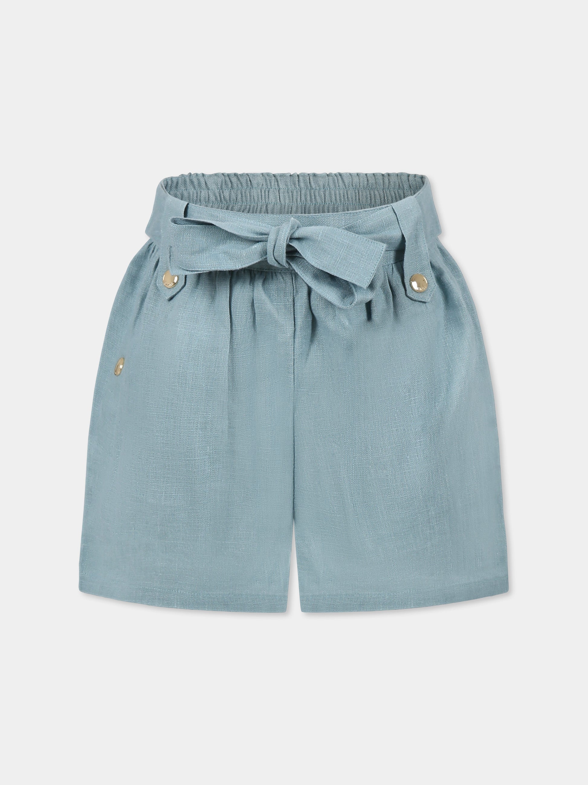 Shorts celesti per bambina con logo,Chloé Kids,C20602 78J