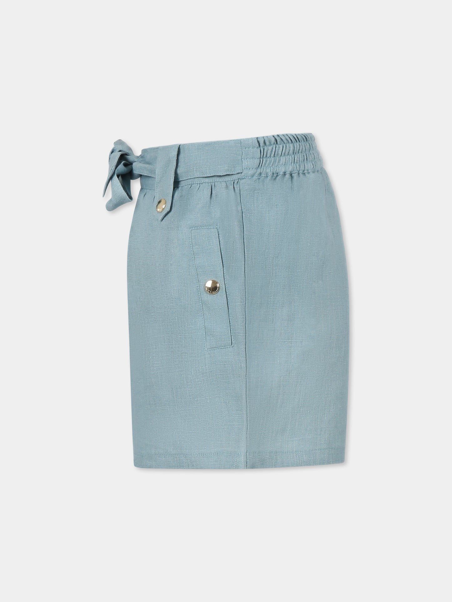 Shorts celesti per bambina con logo,Chloé Kids,C20602 78J