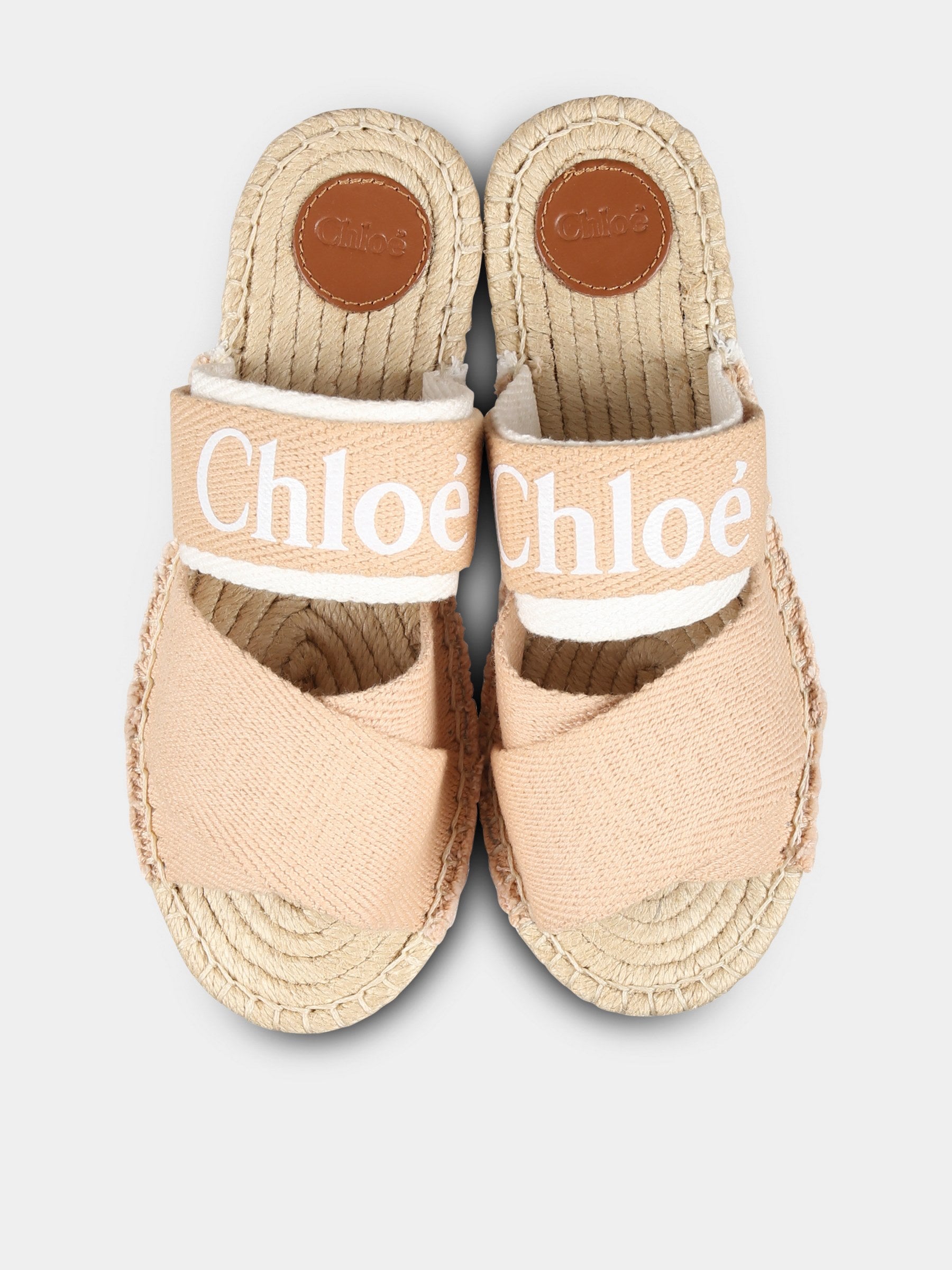 Ciabatte rosa per bambina con logo,Chloé Kids,C20512 231
