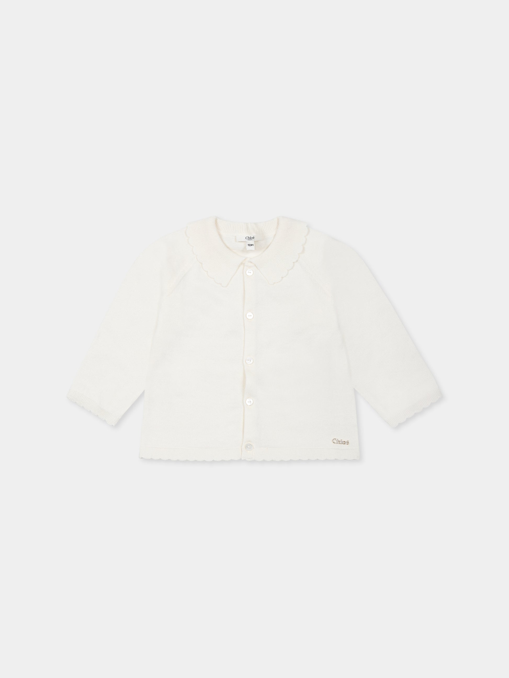 Cardigan avorio per neonata con logo,Chloé Kids,C20415 117