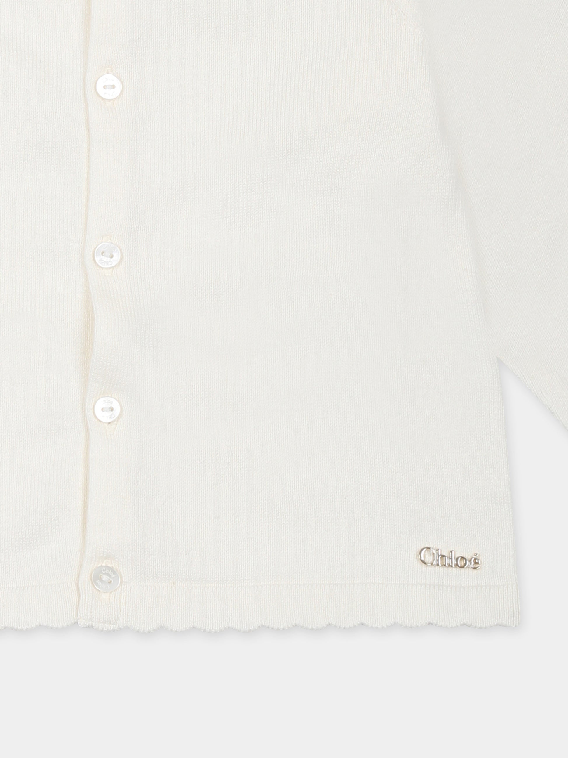Cardigan avorio per neonata con logo,Chloé Kids,C20415 117