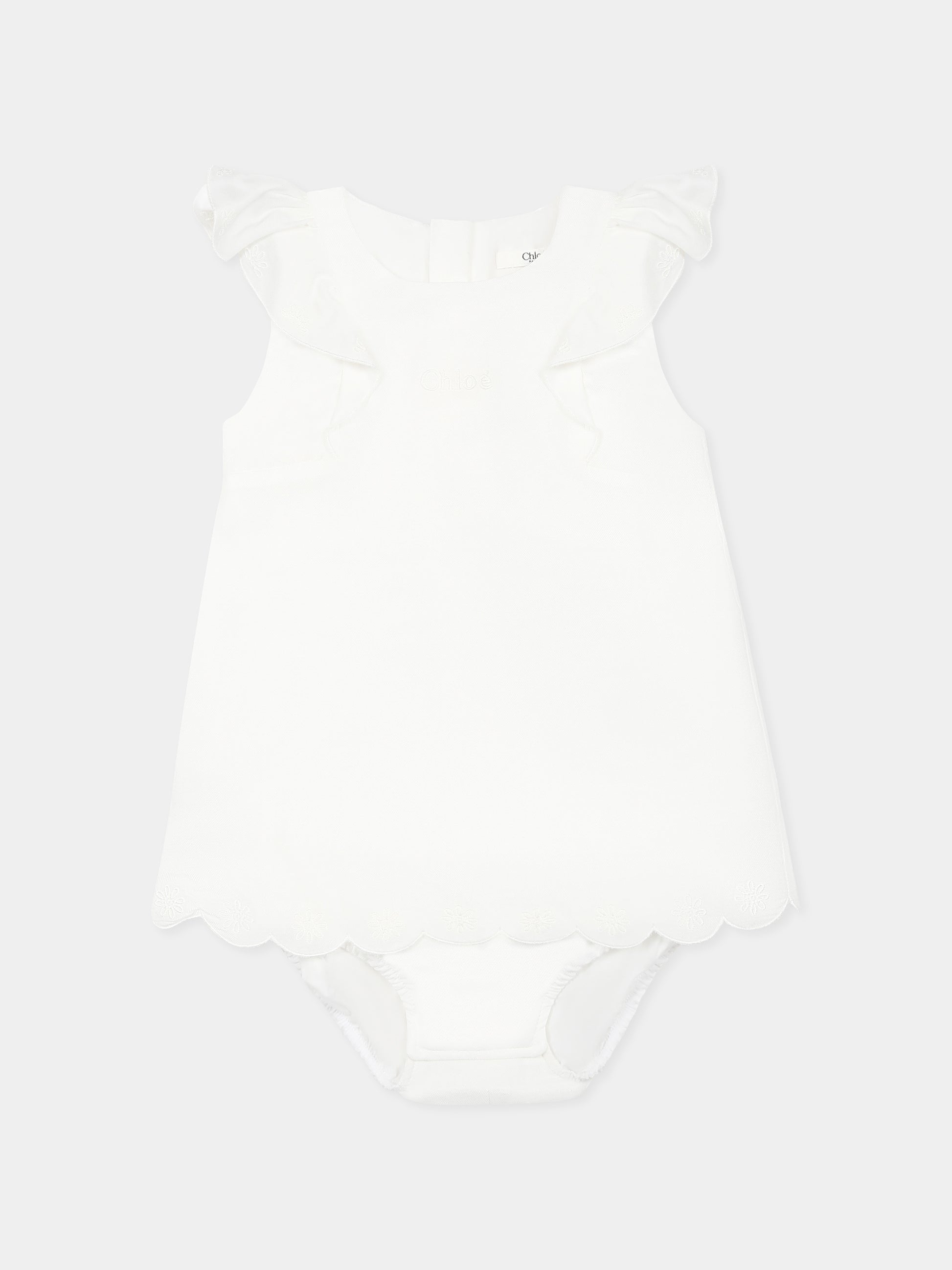 Pagliaccetto bianco per neonata con logo,Chloé Kids,C20403 117