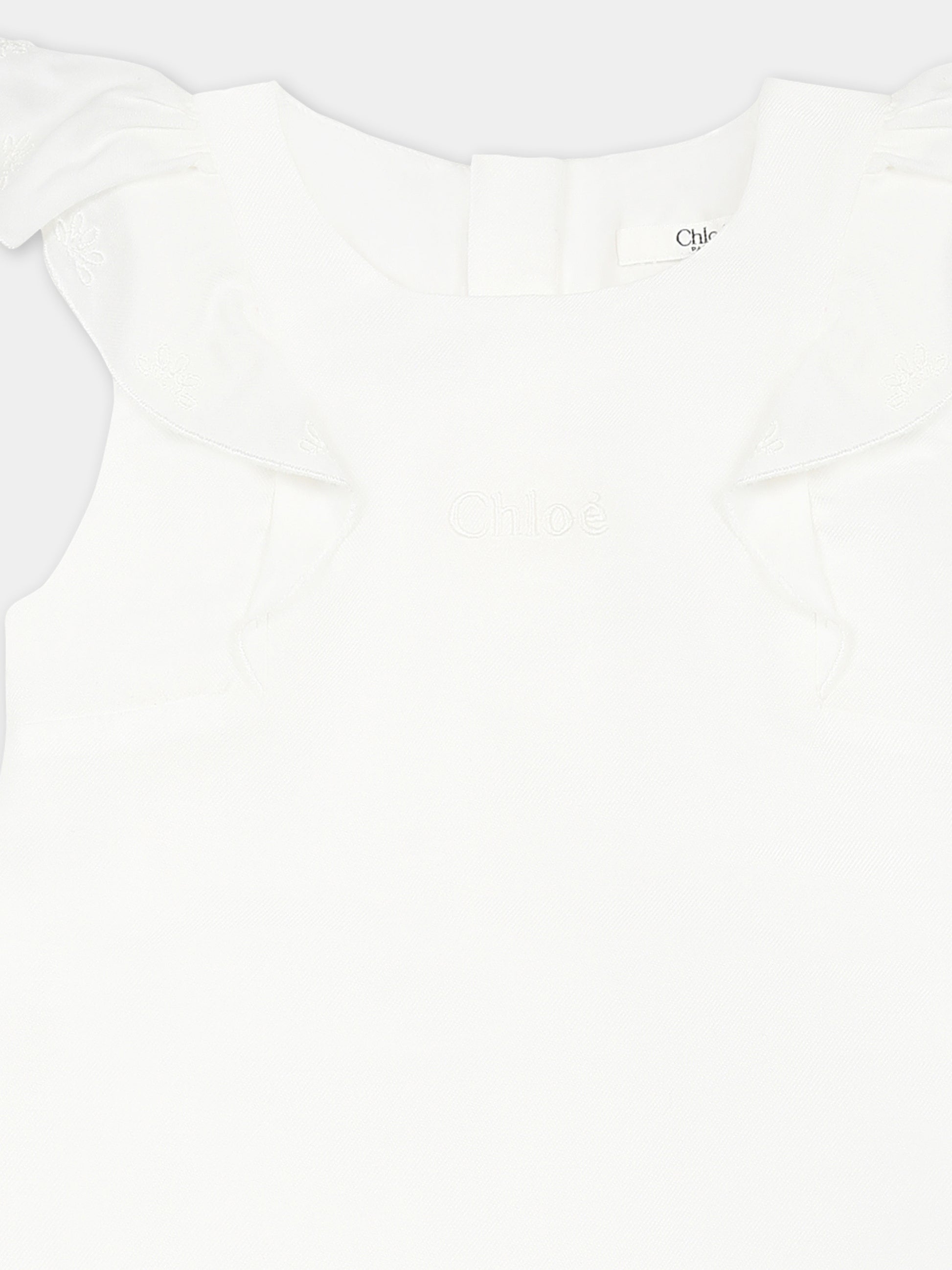 Pagliaccetto bianco per neonata con logo,Chloé Kids,C20403 117