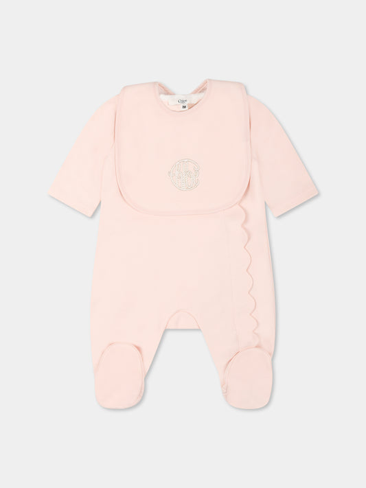 Set rosa per neonata con logo,Chloé Kids,C20416 45Q