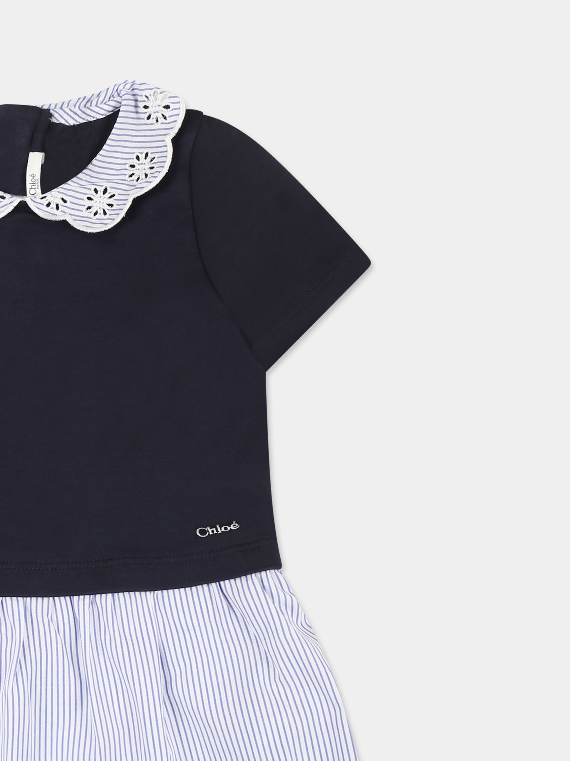 Vestito blu per neonata con logo,Chloé Kids,C20549 N48