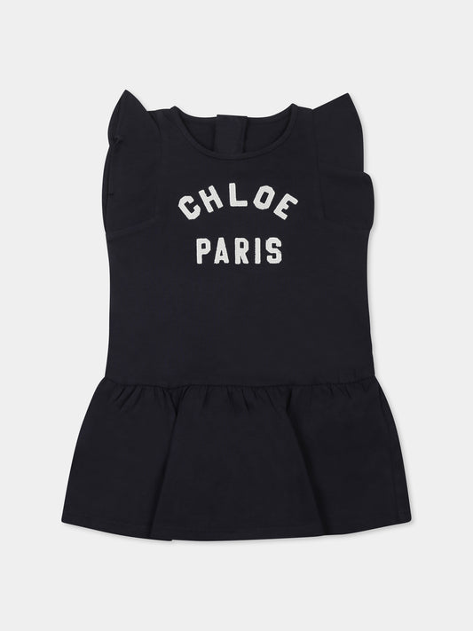 Vestito blu per neonata con logo,Chloé Kids,C20596 859