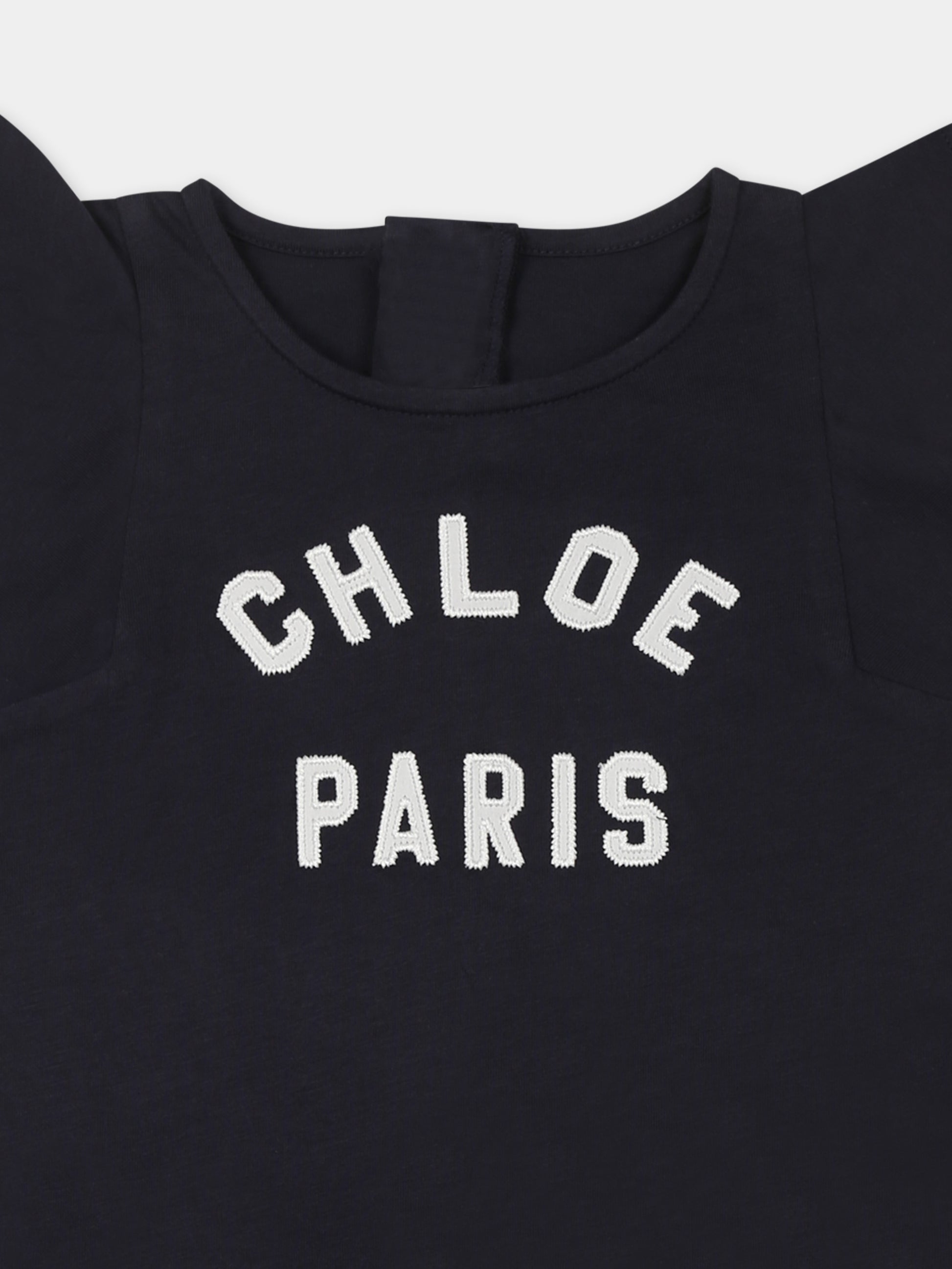 Vestito blu per neonata con logo,Chloé Kids,C20596 859