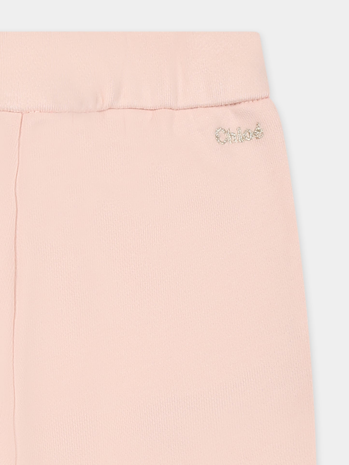 Pink trousers for baby girl wtih logo