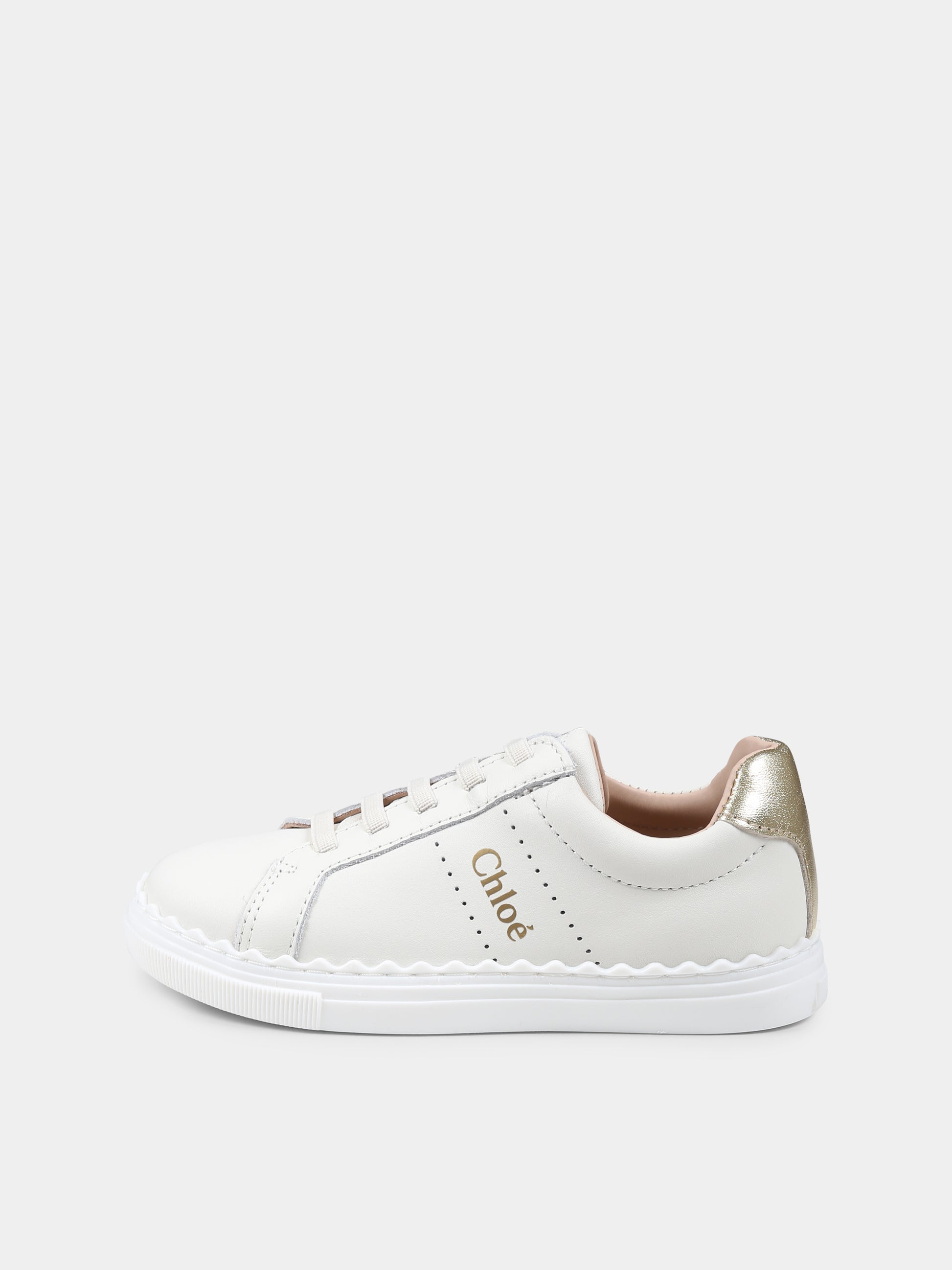 Sneakers avorio per bambina con logo,Chloé Kids,C20520 117