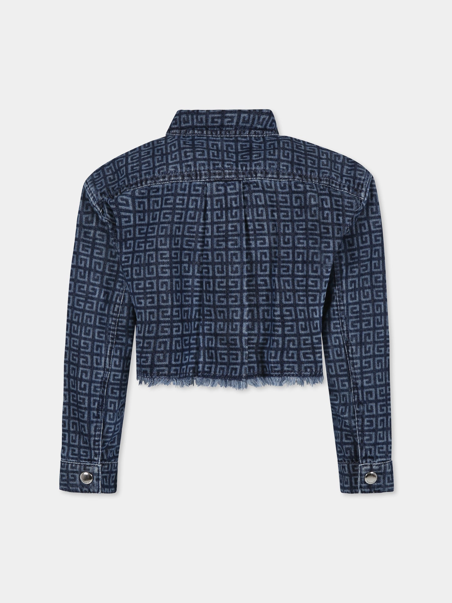 Giubbotto di jeans crop denim per bambina con motivo 4G all over,Givenchy Kids,H30774 Z01