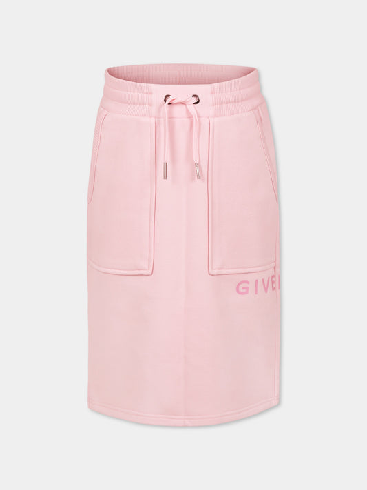 Pink skirt for girl with logo