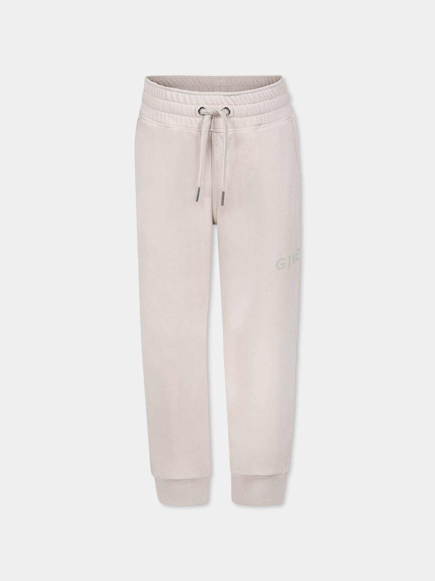 Beige trousers for boy with logo