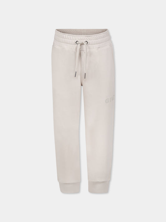 Beige trousers for boy with logo