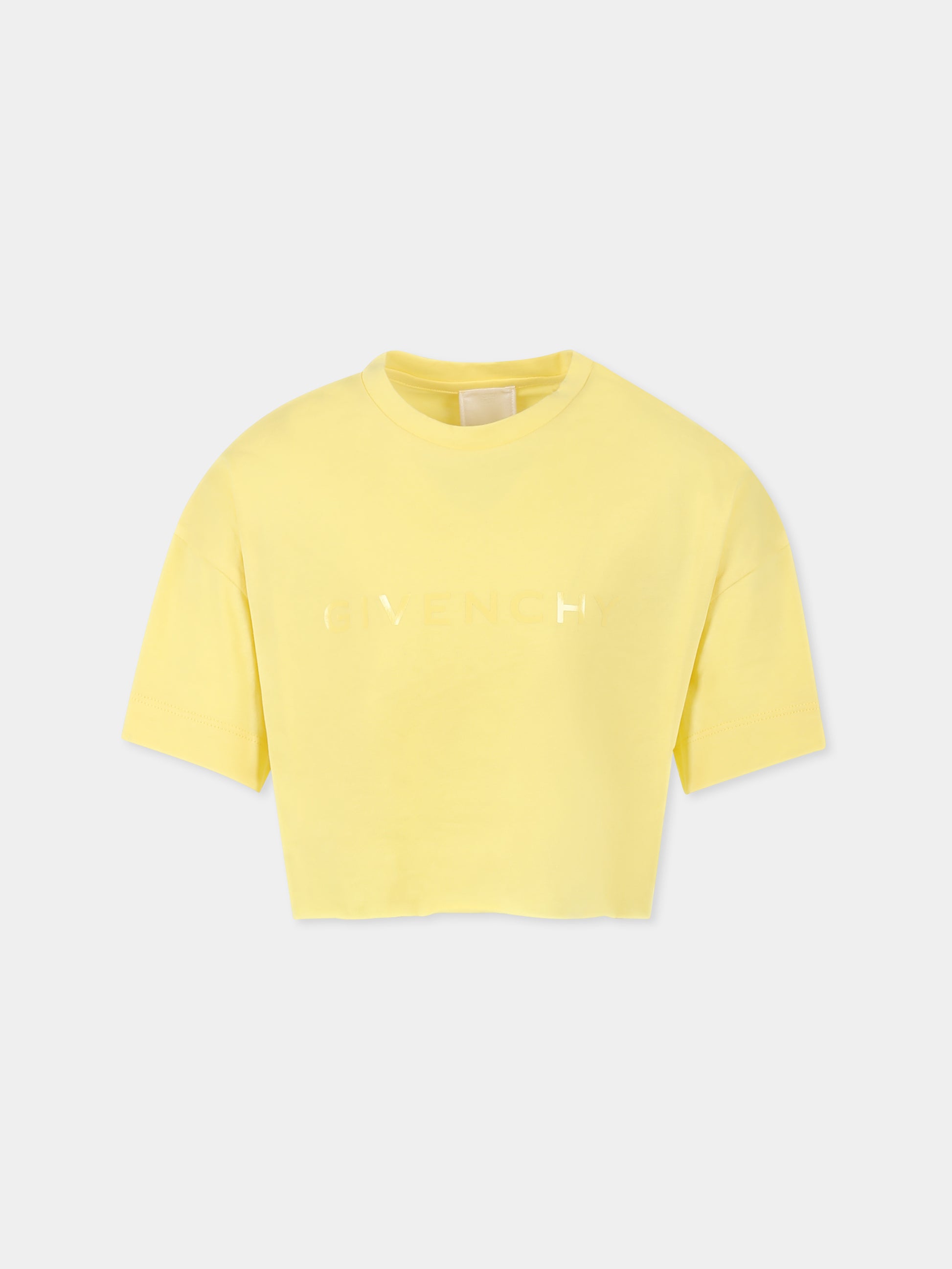 T-shirt crop gialla per bambina con logo,Givenchy Kids,H30798 571