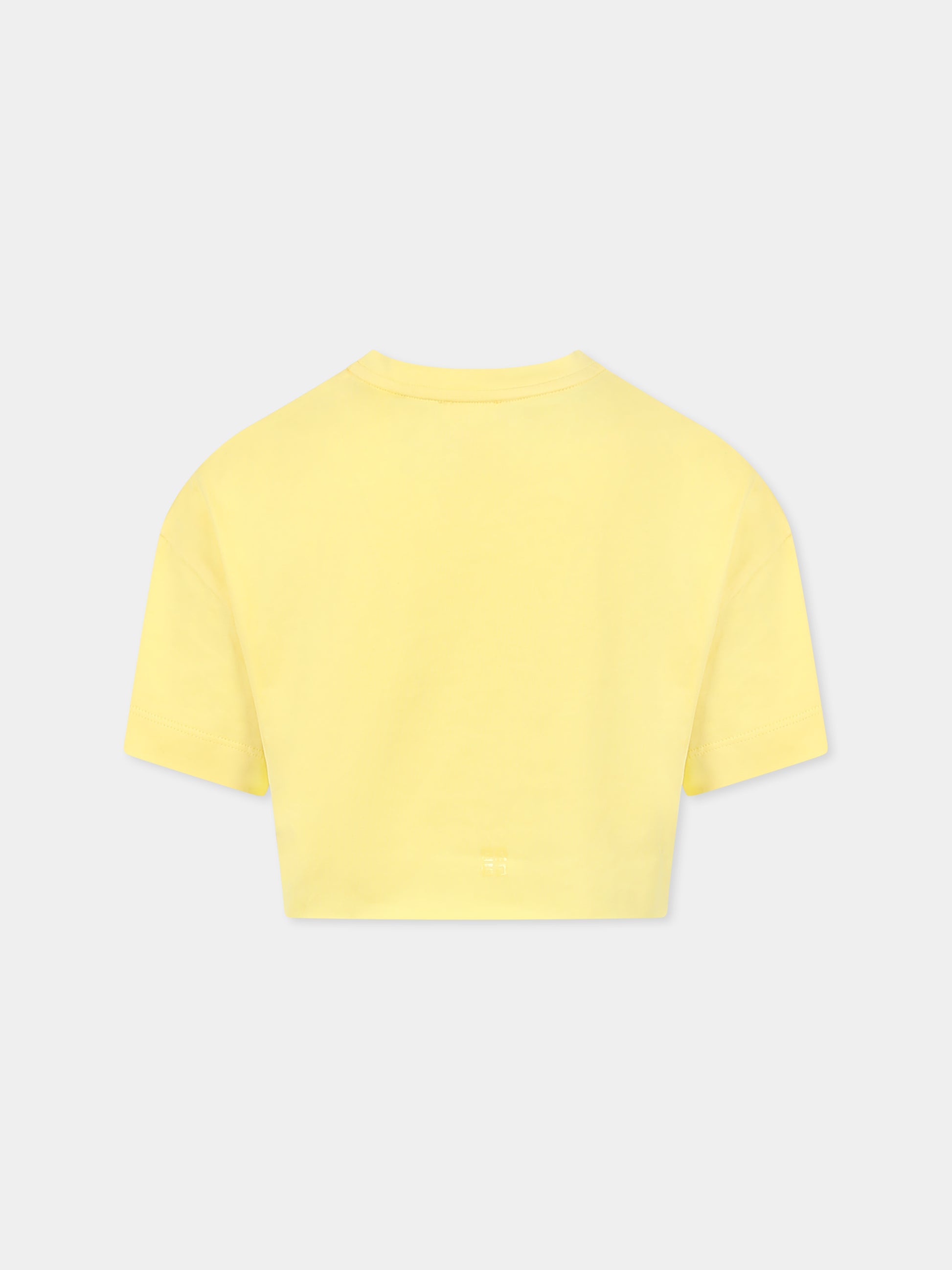 T-shirt crop gialla per bambina con logo,Givenchy Kids,H30798 571