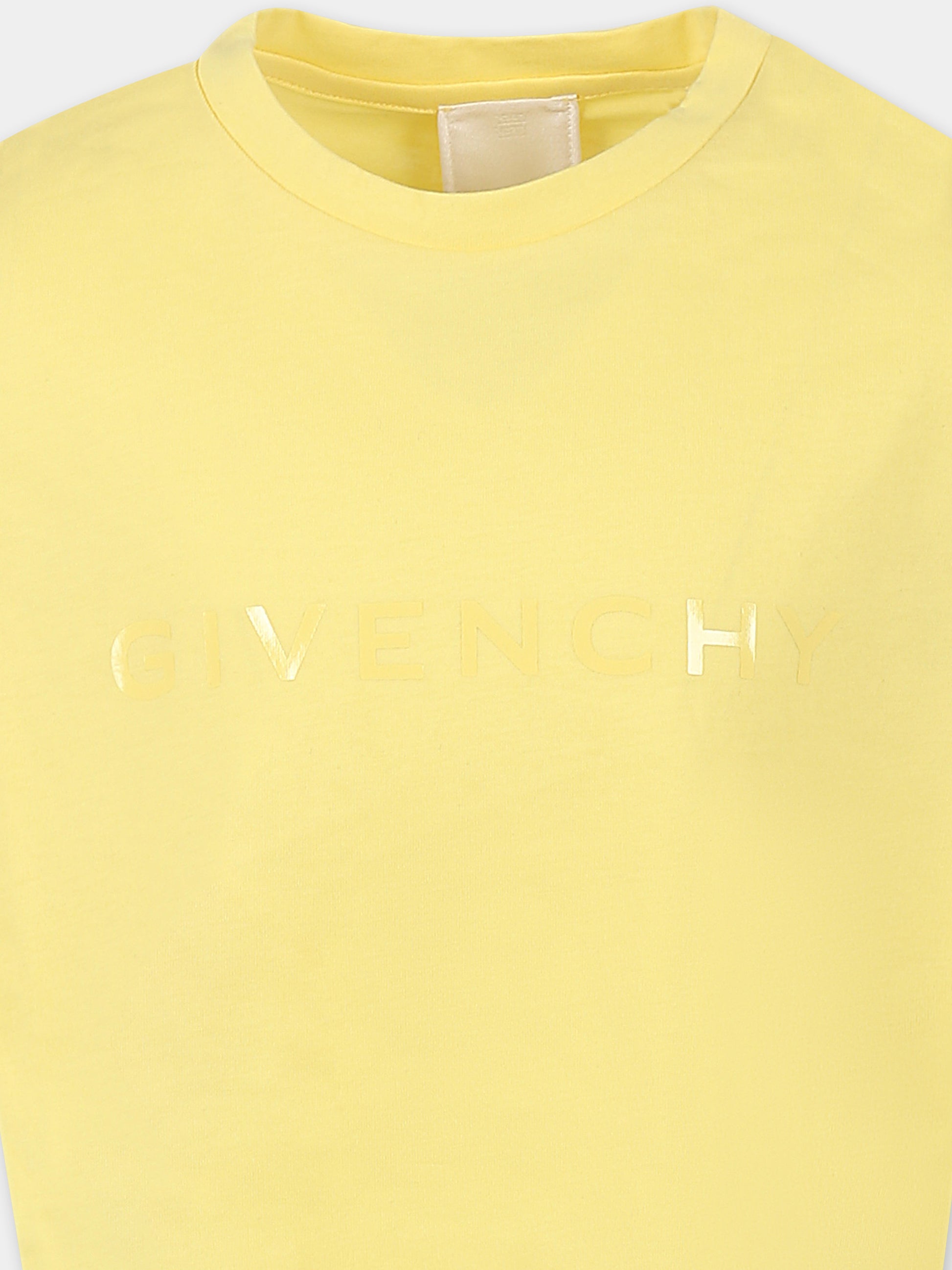 T-shirt crop gialla per bambina con logo,Givenchy Kids,H30798 571