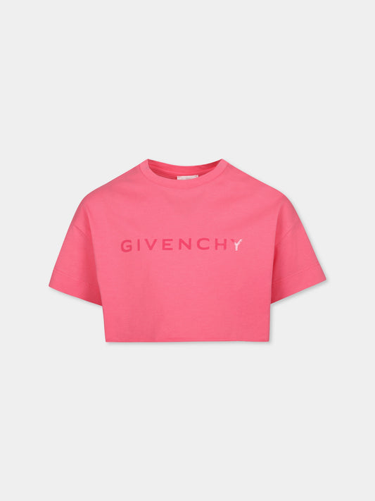 Felpa crop rosa per bambina con logo,Givenchy Kids,H30798 488