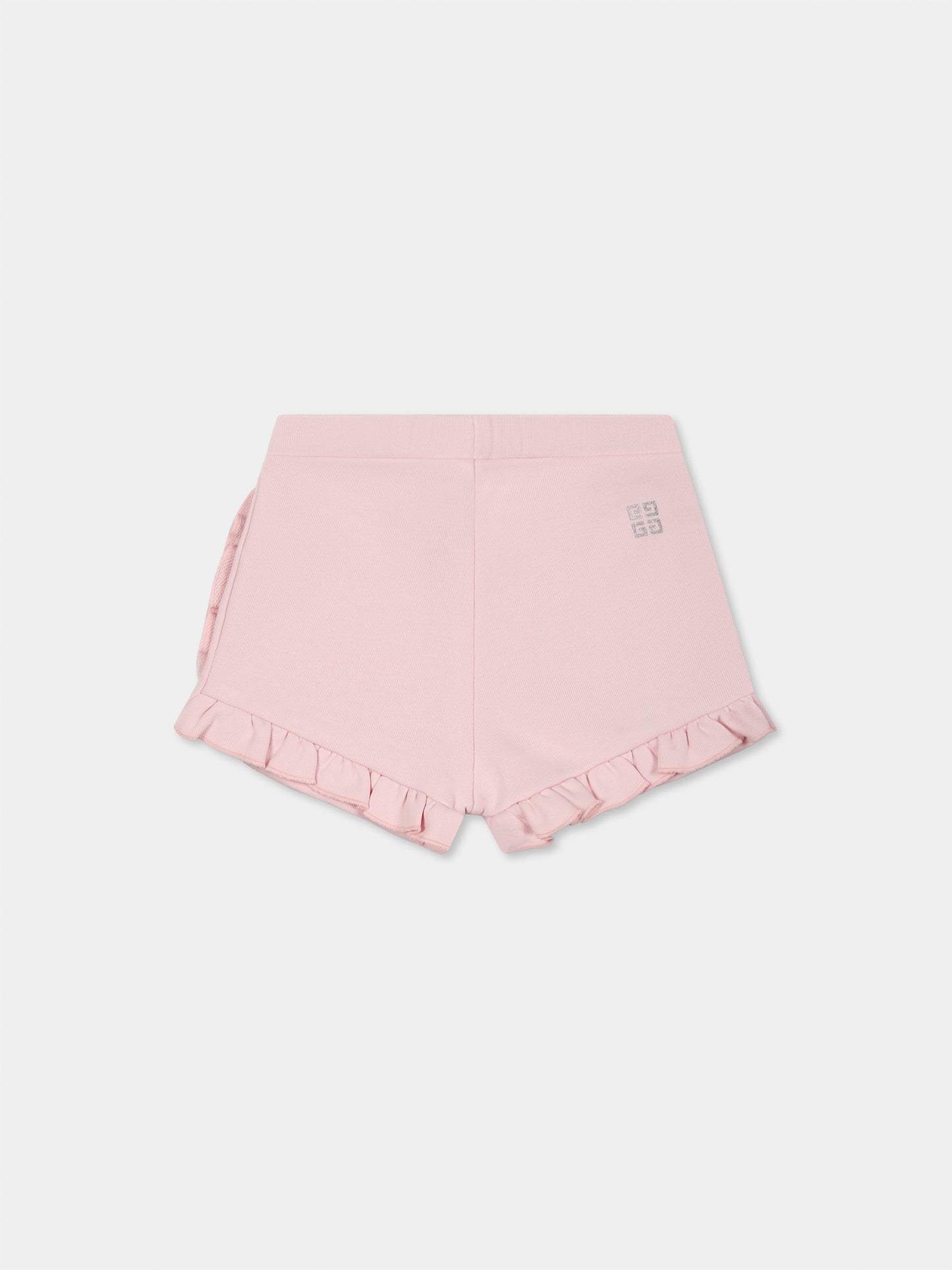 Pink shorts for baby girl with logo