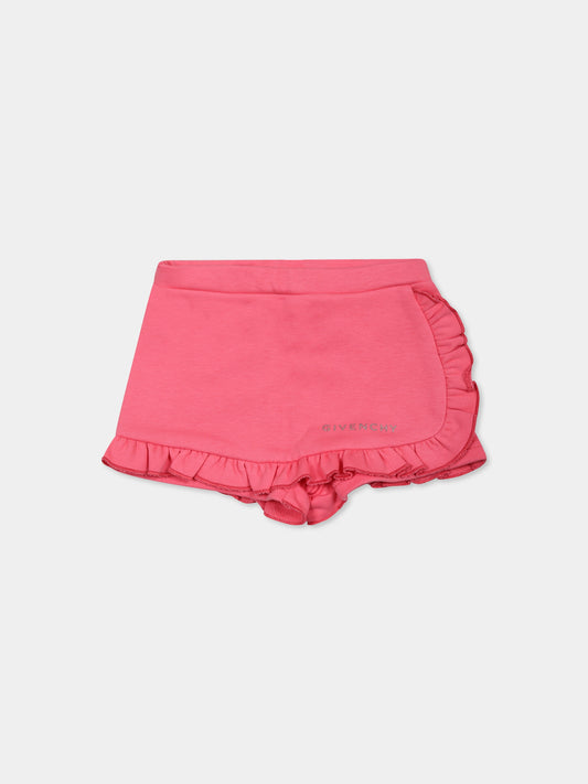 Fuchsia shorts for baby girl with logo