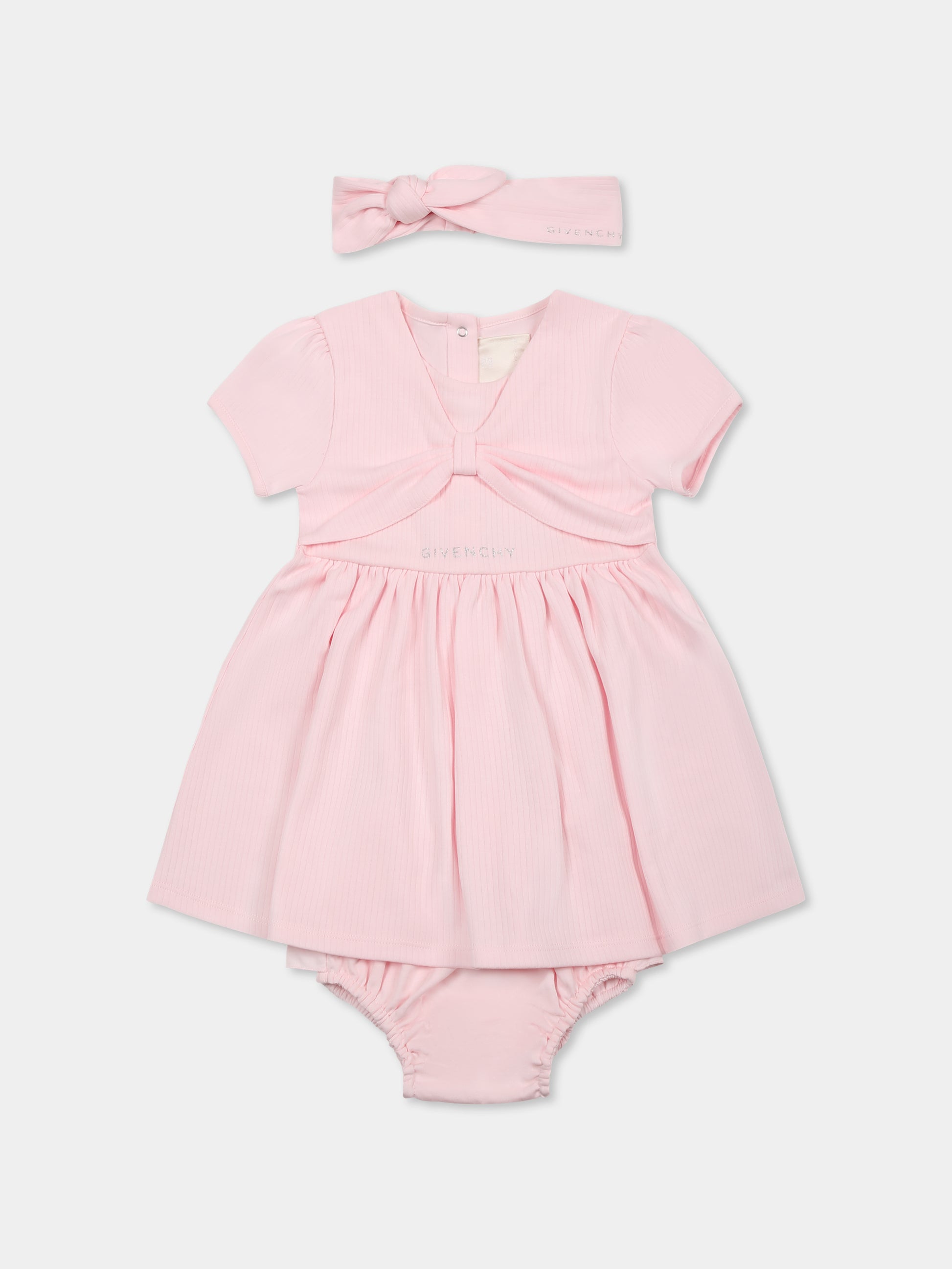 Set vestito rosa per neonata con logo,Givenchy Kids,H30615 44Z