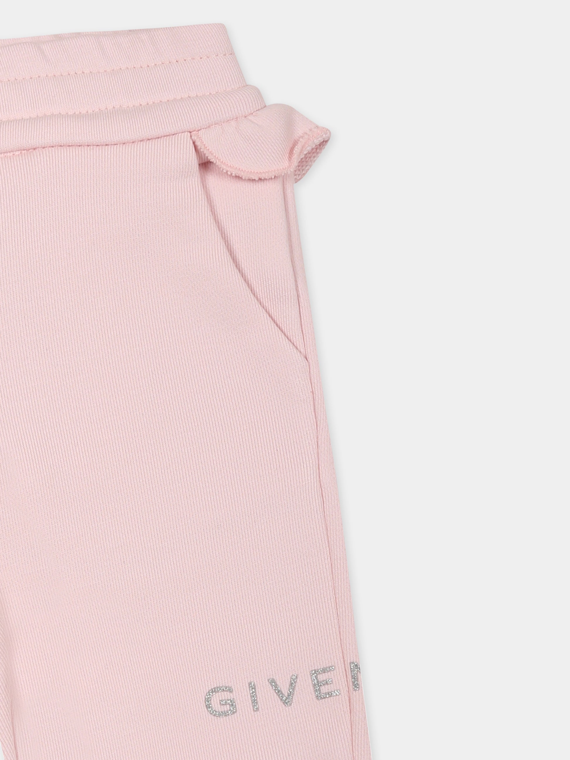 Pantaloni rosa per neonata con logo,Givenchy Kids,H30651 44Z