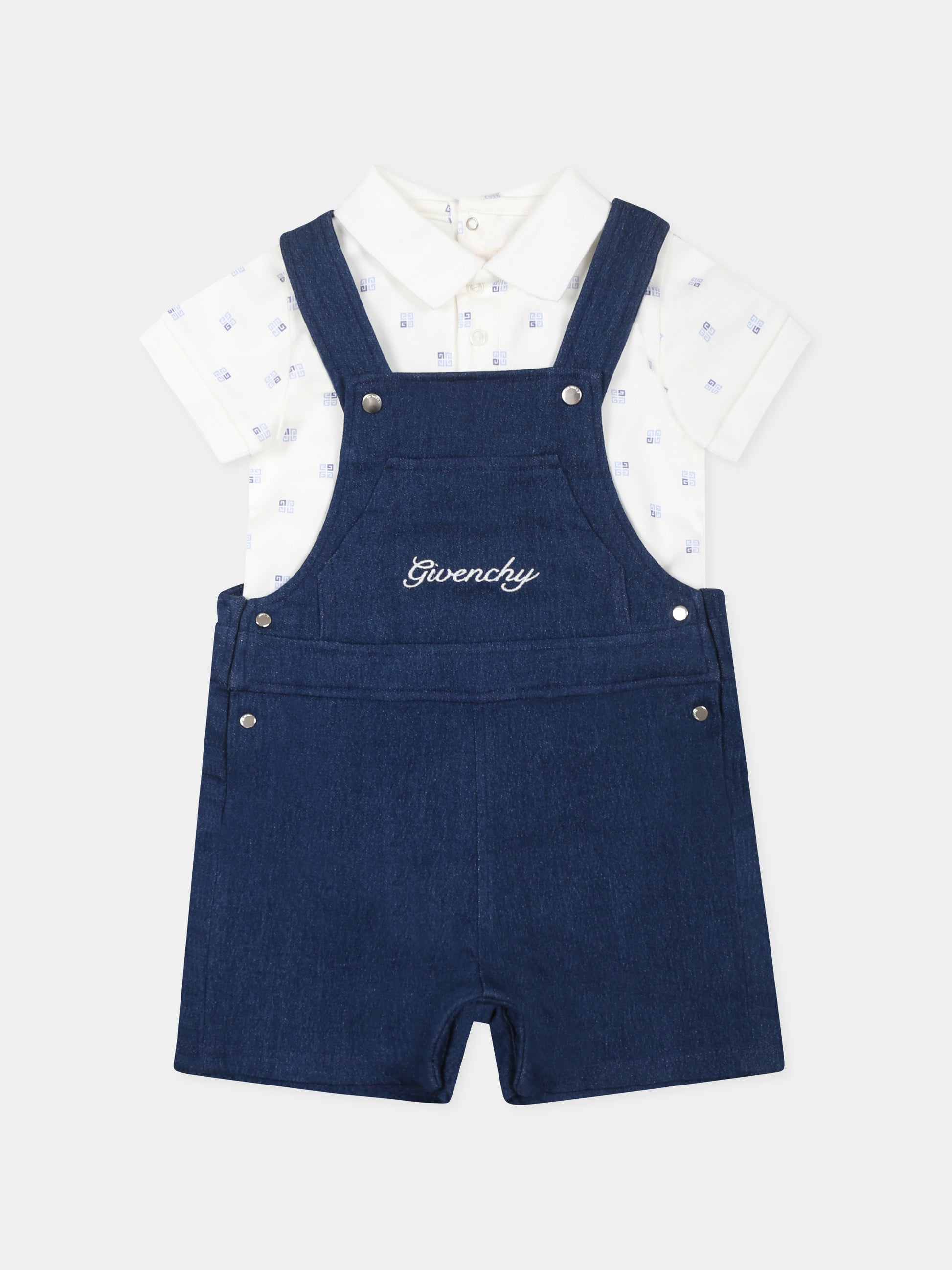 Completo denim per neonato con logo,Givenchy Kids,H30616 Z10