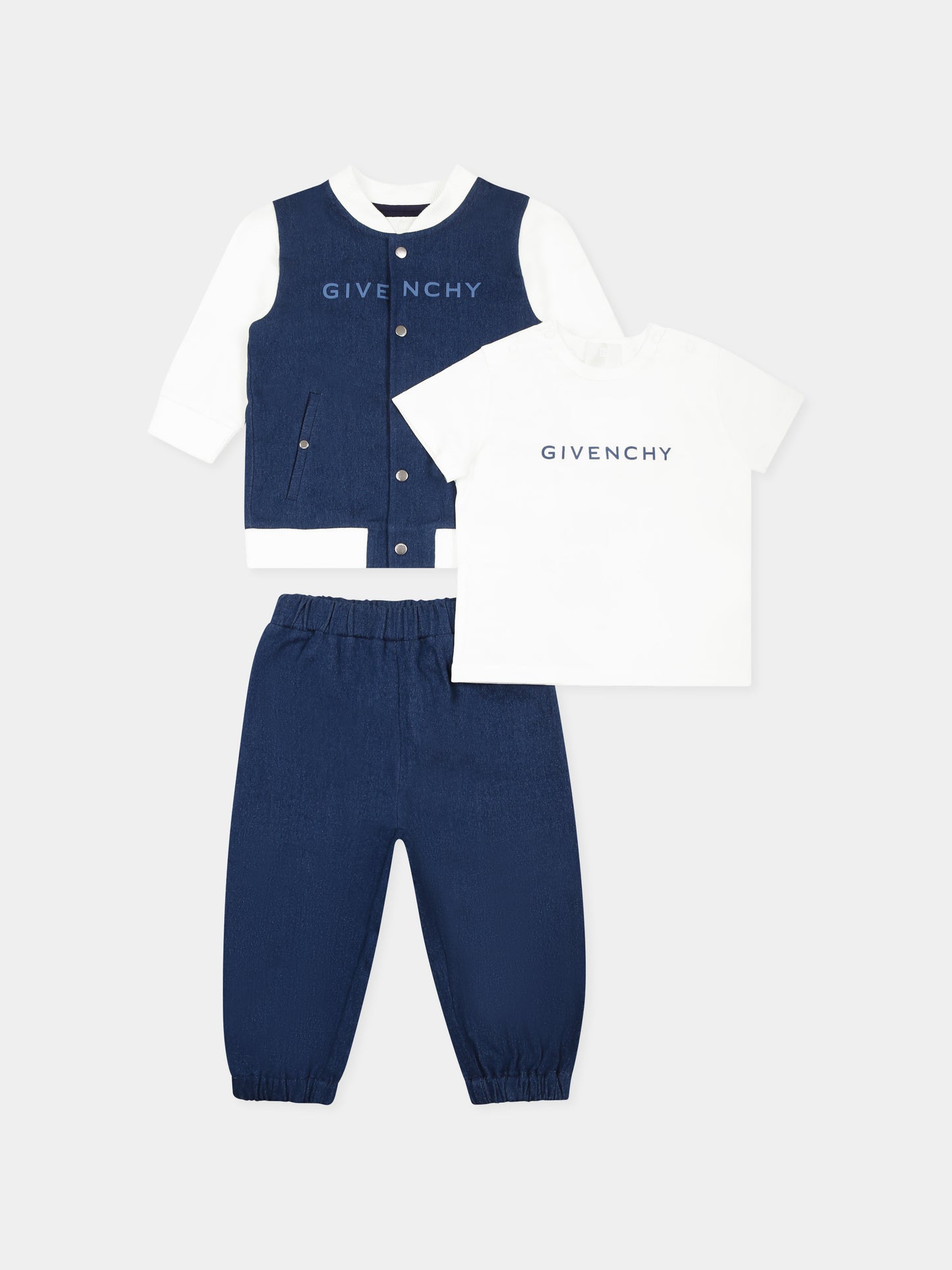 Completo denim per neonato con logo,Givenchy Kids,H30611 Z10