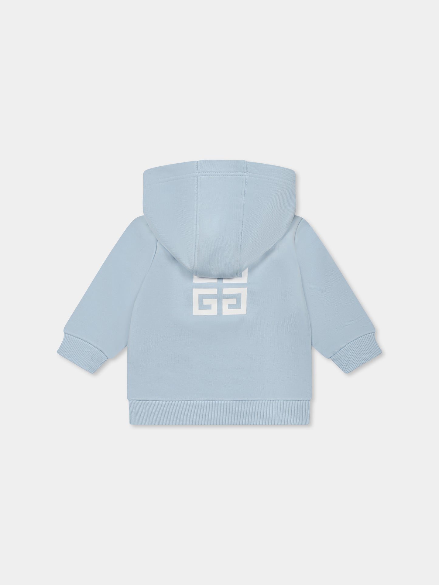 Light blue sweatshirt for baby boy with white logo