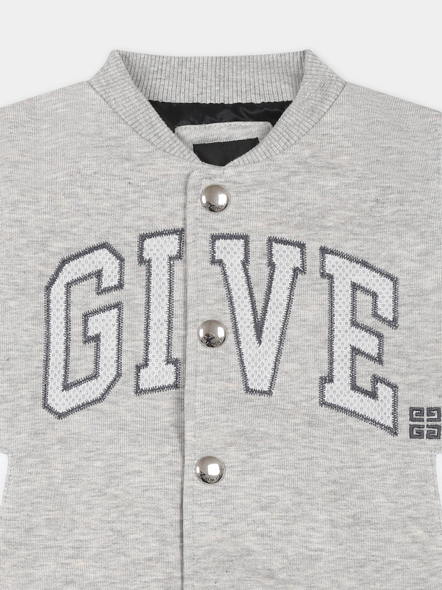 Bomber grigio per neonato con logo,Givenchy Kids,H30637 A01