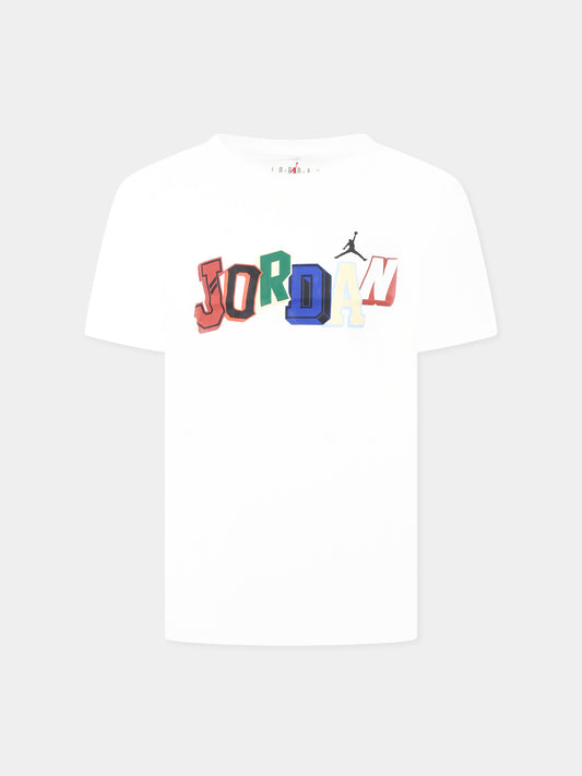 White t-shirt for boy with logo