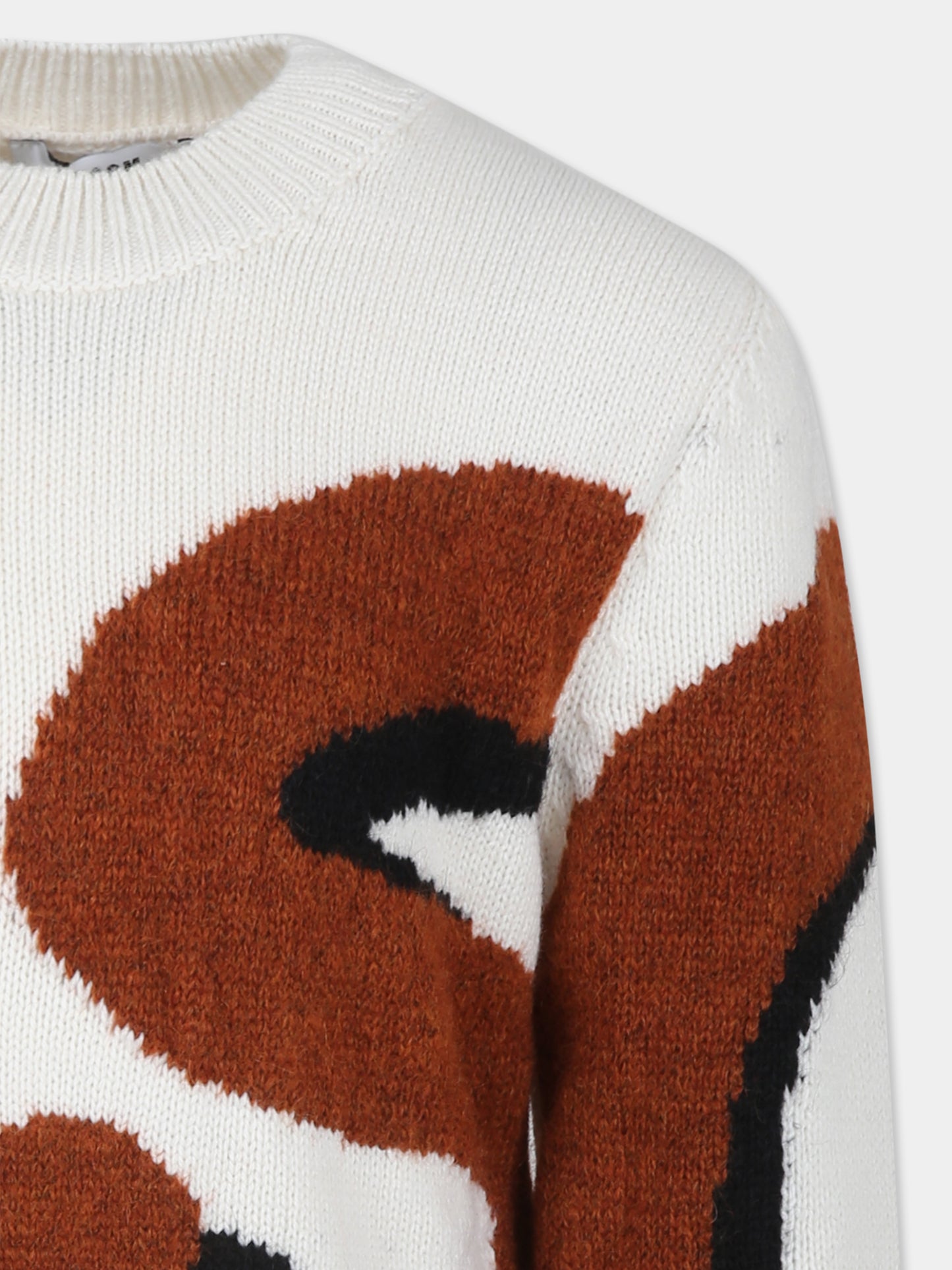 Maglione avorio per bambini con logo,Msgm Kids,F3MSJUJP119 013