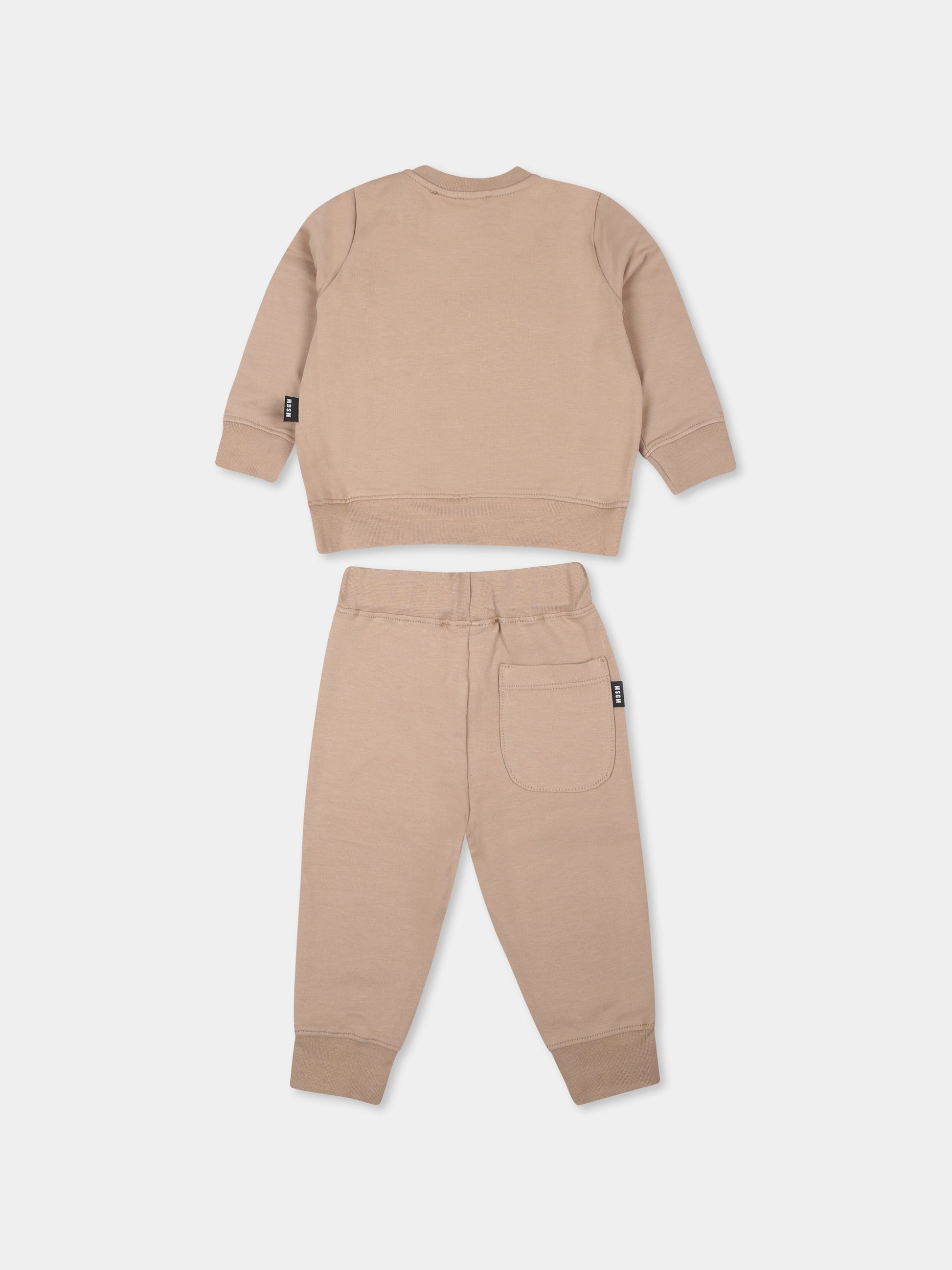 Completo beige per neonati con logo,Msgm Kids,F3MSUNTP043 015