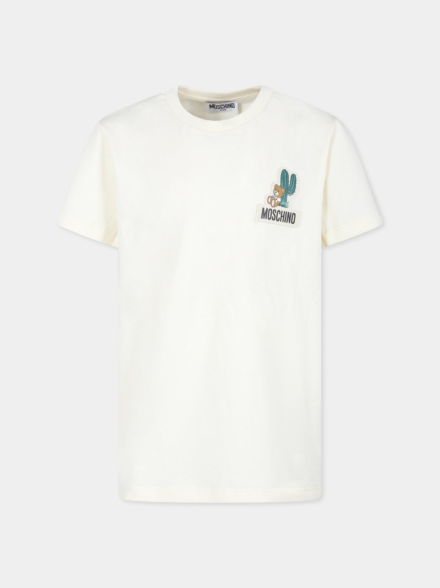 T-shirt avorio per bambini con Teddy Bear e cactus,Moschino Kids,H8M03U LAA24 20059
