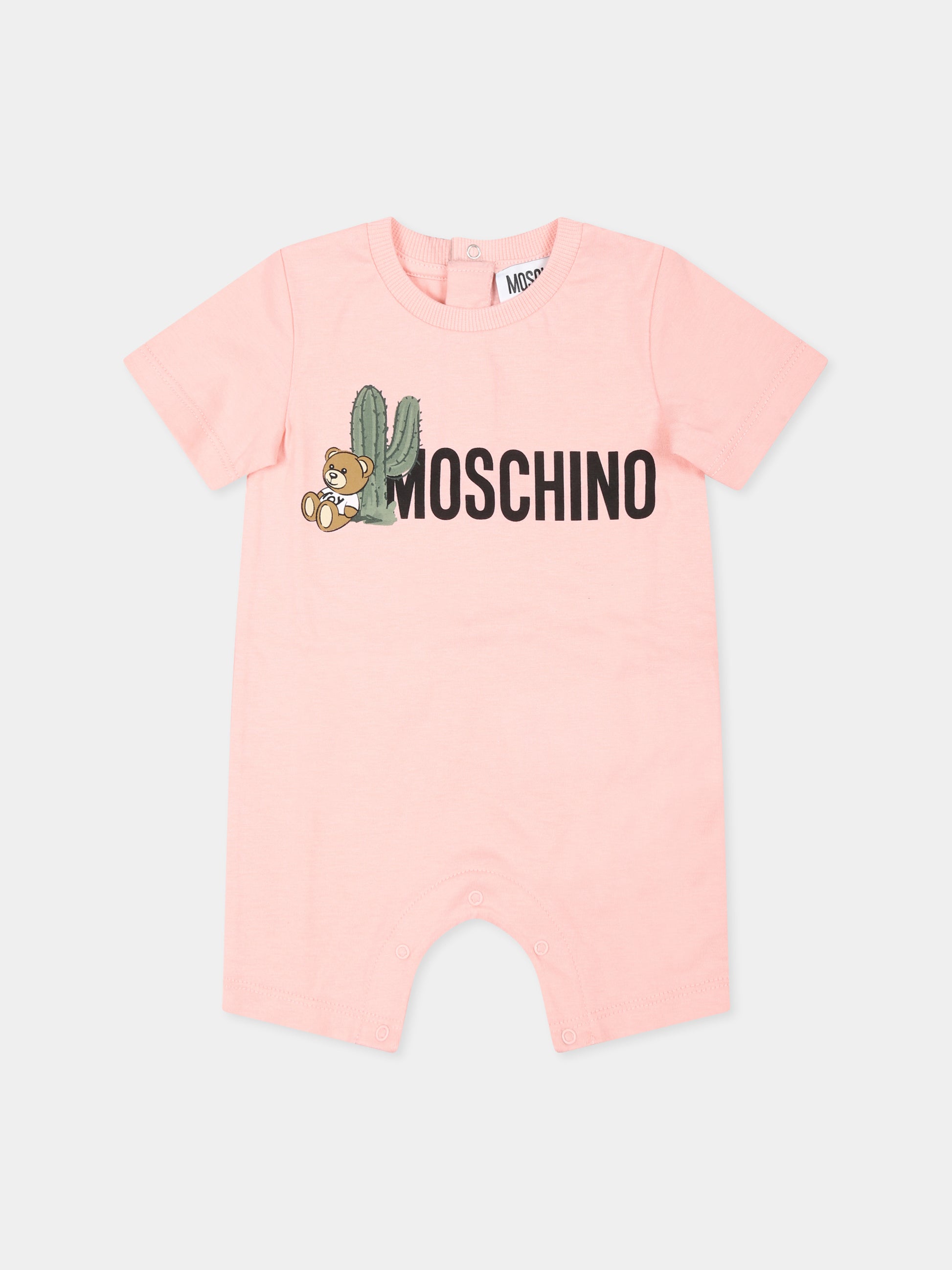 Set pagliaccetto rosa per neonata con Teddy Bear e cactus,Moschino Kids,MUY063 LAA02 50209