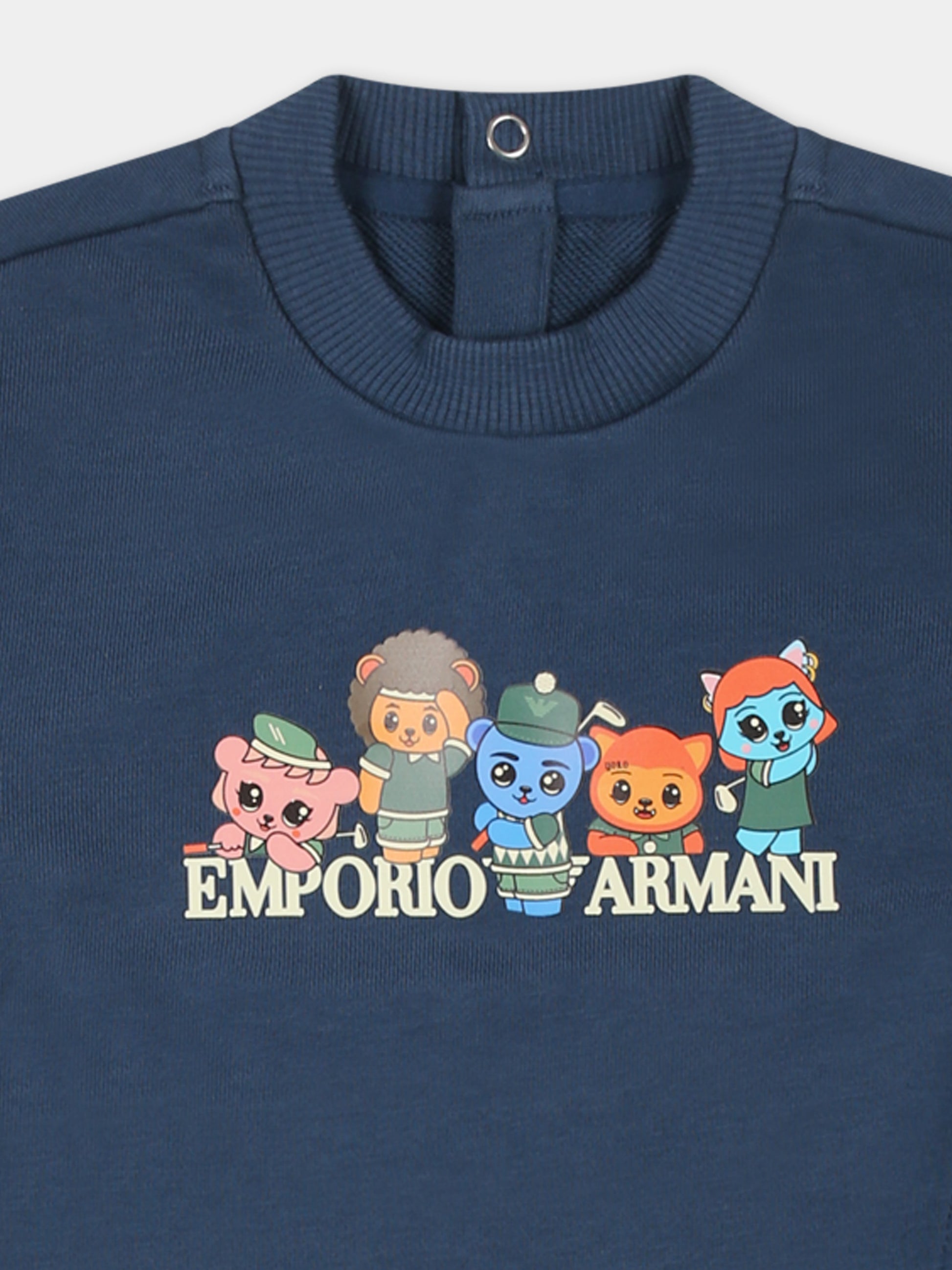 Felpa blu per neonato con Manga Bear Crew,Emporio Armani,EB000277 AF13552 UB150