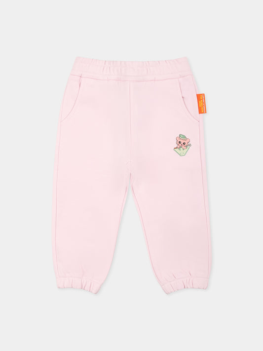 Pink trousers for baby girl with Manga Bear