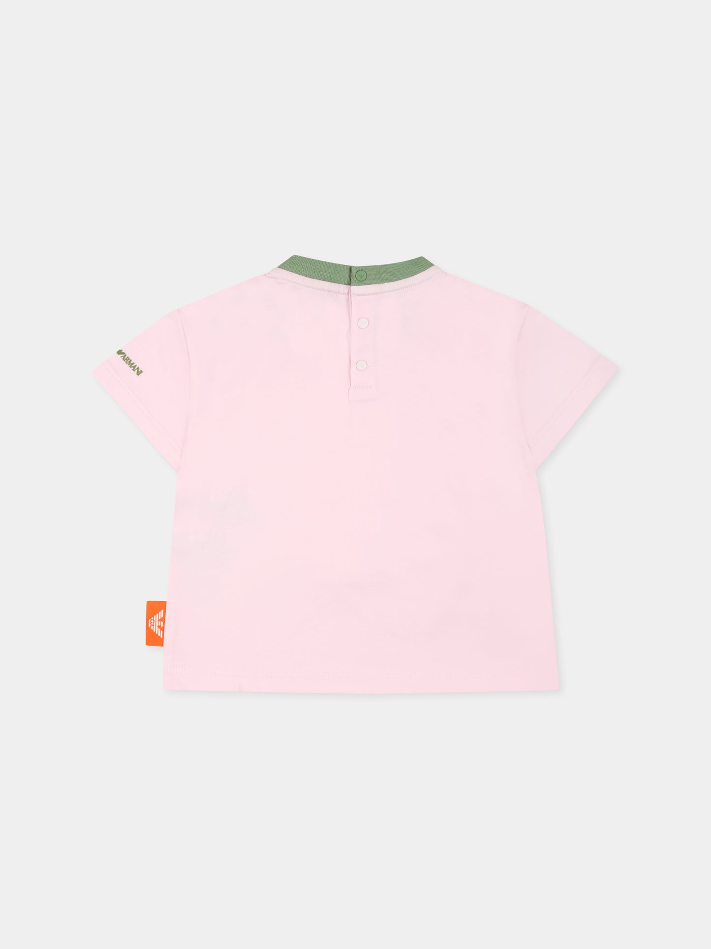 T-shirt rosa per neonata con Manga Bear,Emporio Armani,EB000284 AF14768 U4271