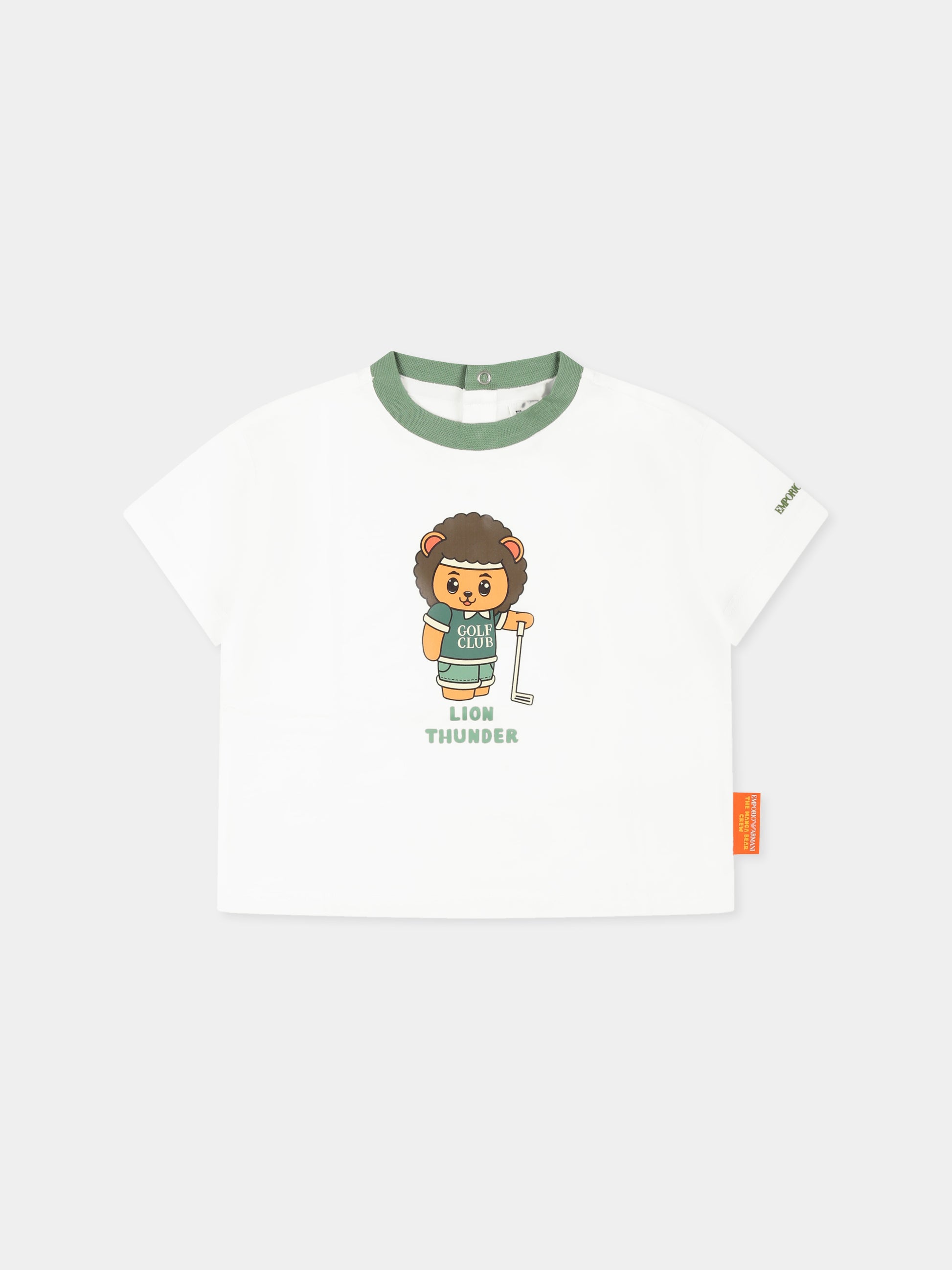 T-shirt bianca per neonato con Manga Bear,Emporio Armani,EB000284 AF14768 U0003