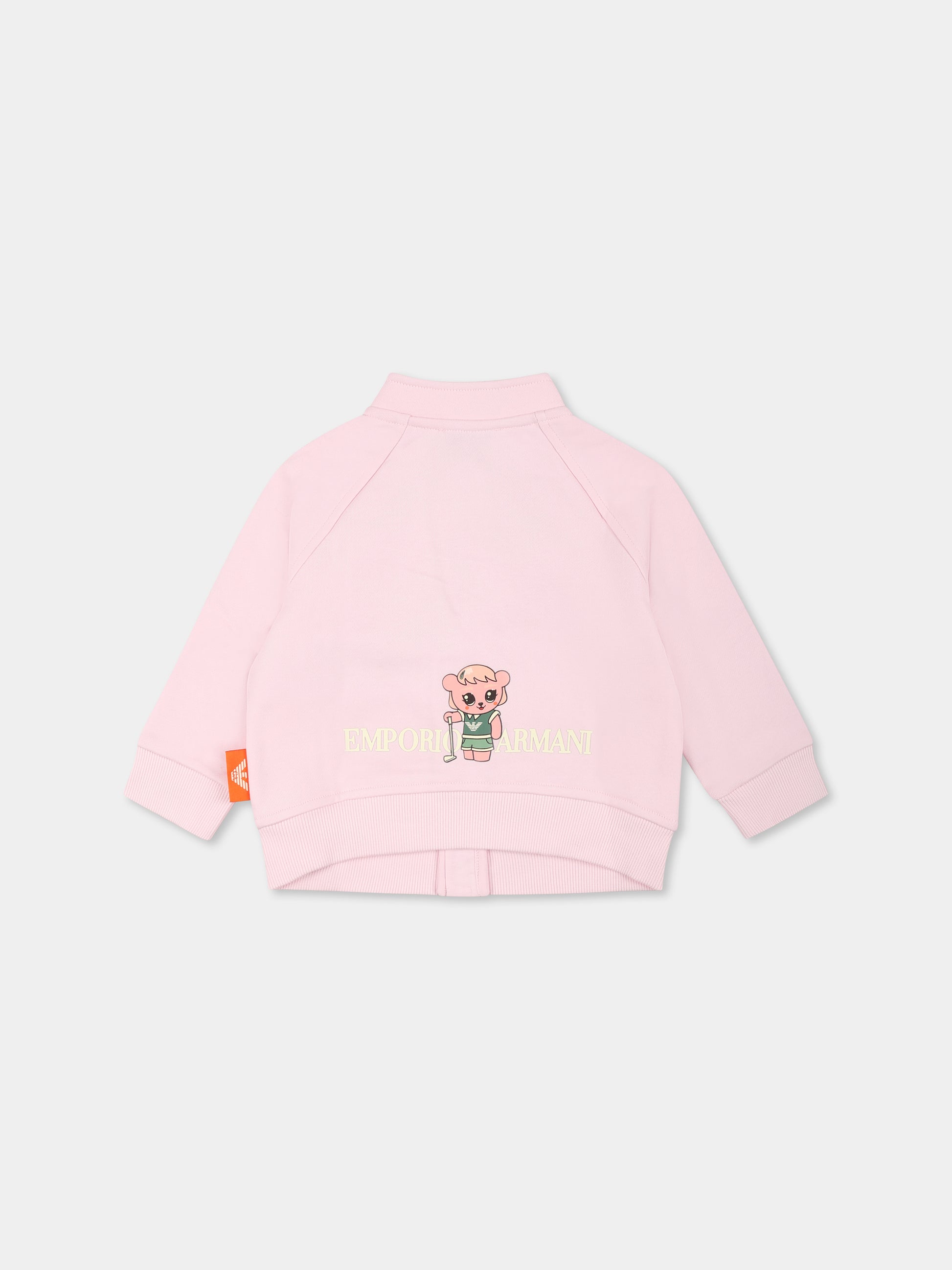 Felpa rosa per neonata con Manga Bear,Emporio Armani,EB000276 AF13552 U4271