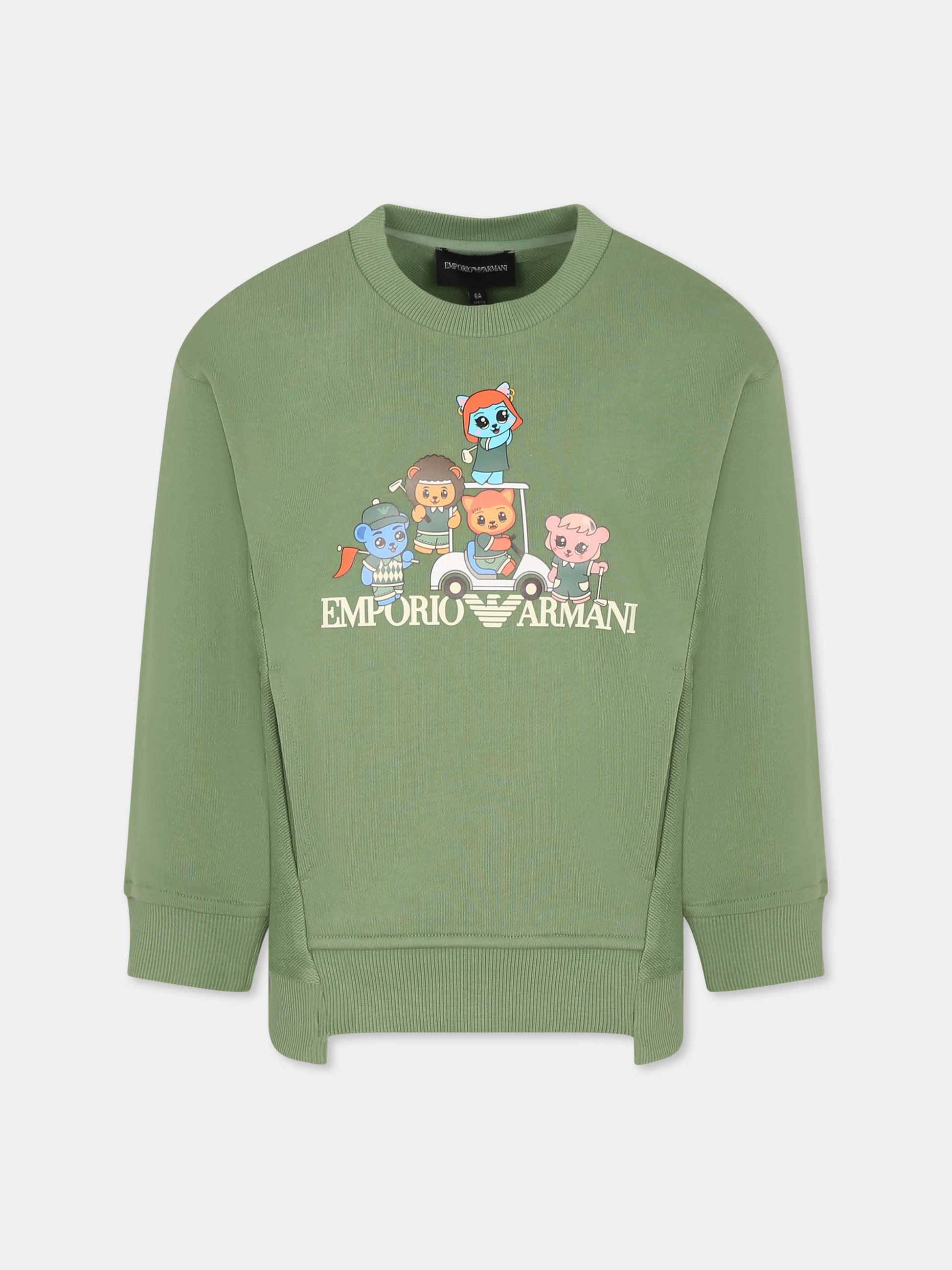 Felpa verde per bambino con Manga Bear Crew,Emporio Armani,EB000270 AF13552 U7201