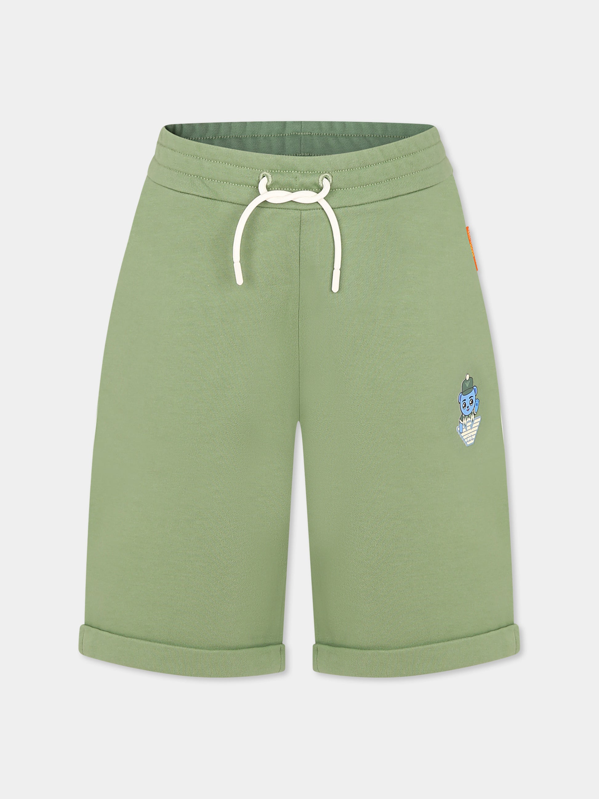 Shorts verdi per bambino con Manga Bear,Emporio Armani,EB000272 AF13552 U7201
