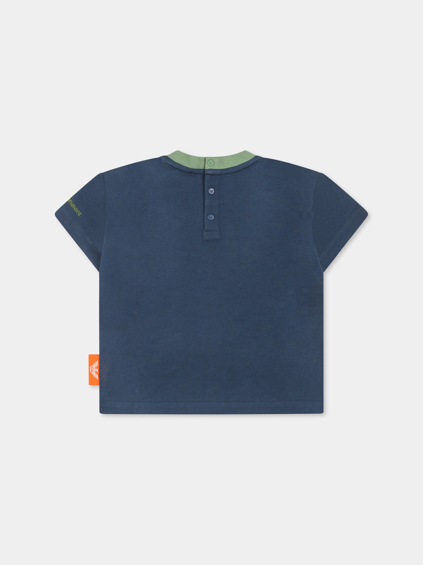 T-shirt blu per neonato con Manga Bear,Emporio Armani,EB000284 AF14768 UB150