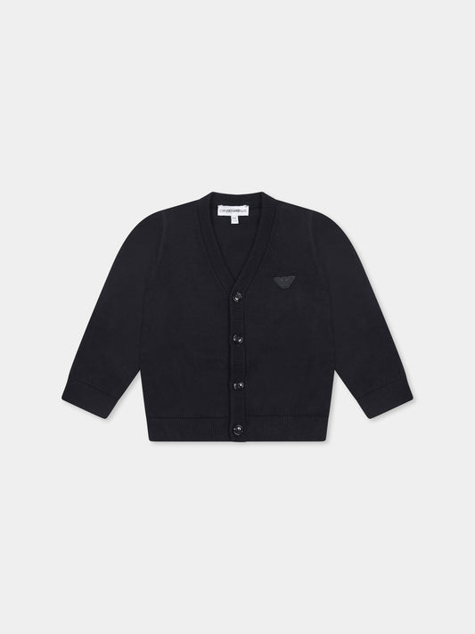 Cardigan blu per neonato con iconico aquilotto,Emporio Armani,EB000446 AF15211 UB118