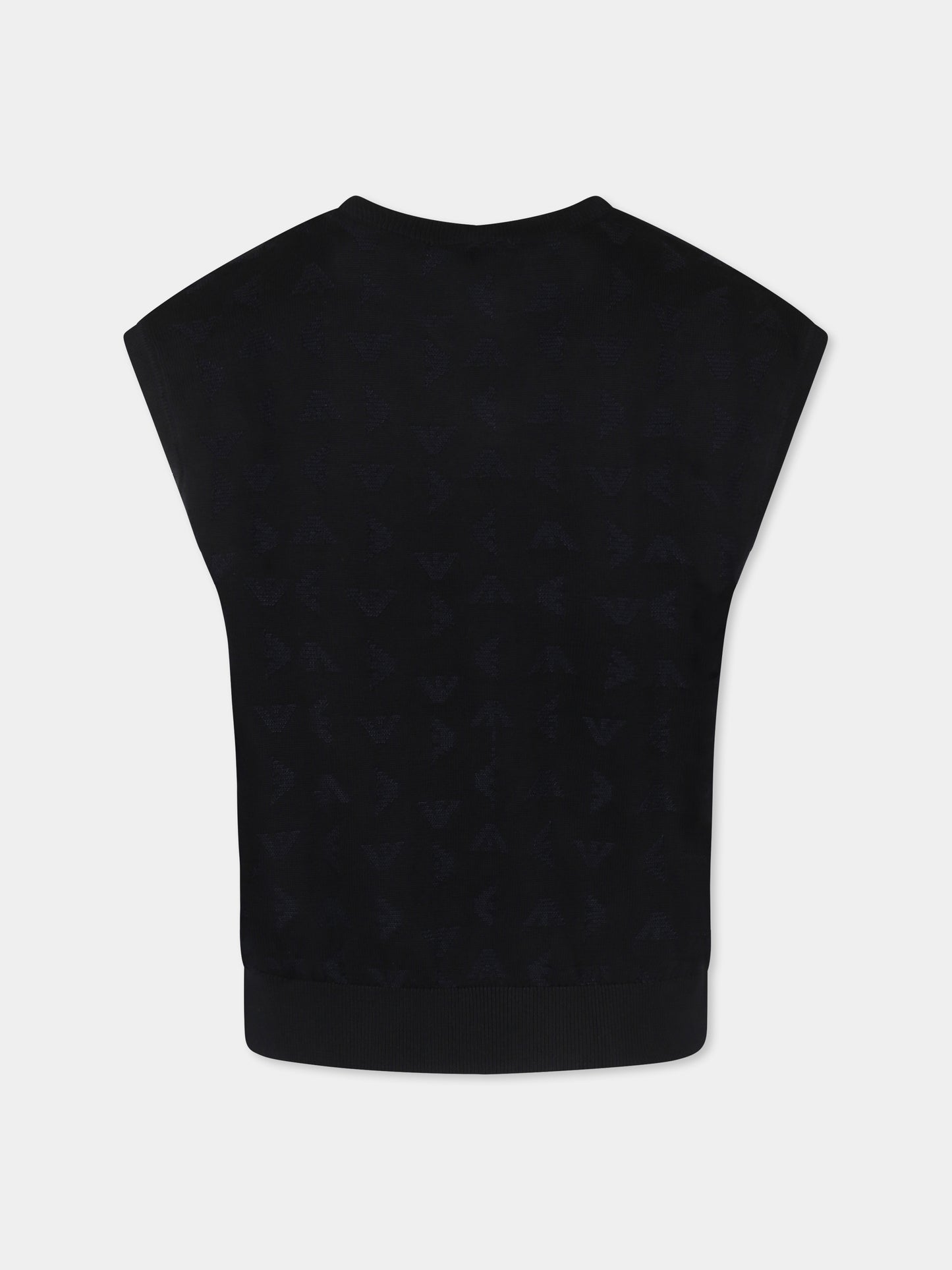 Maglia gilet blu per bambino con aquilotto all over,Emporio Armani,EB000288 AF13935 UB118