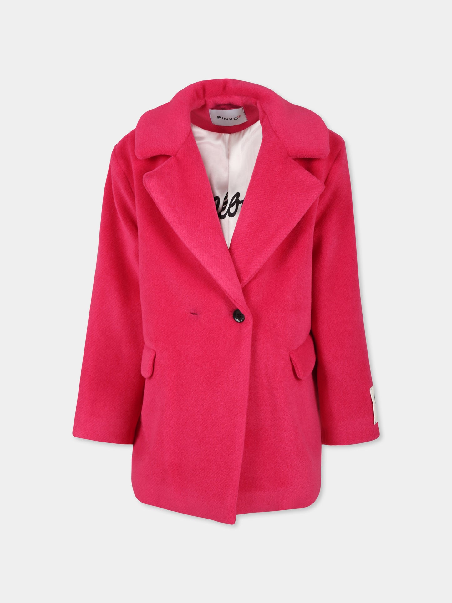 Cappotto fucsia per bambina con logo,Pinko,F3PIJGCO196 045