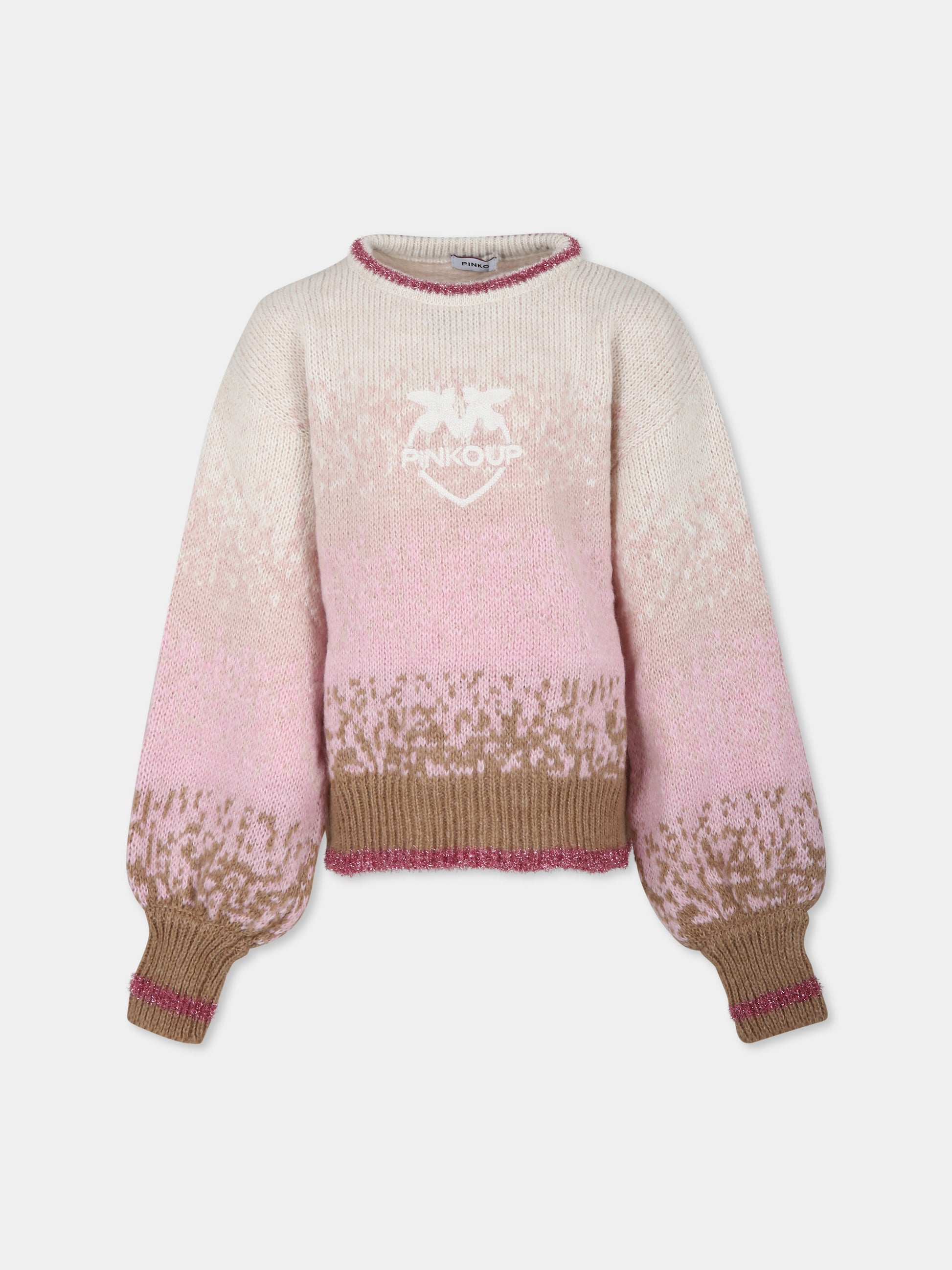 Maglione rosa per bambina con logo,Pinko,F3PIJGJP275 140