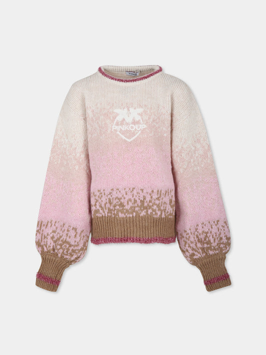 Maglione rosa per bambina con logo,Pinko,F3PIJGJP275 140