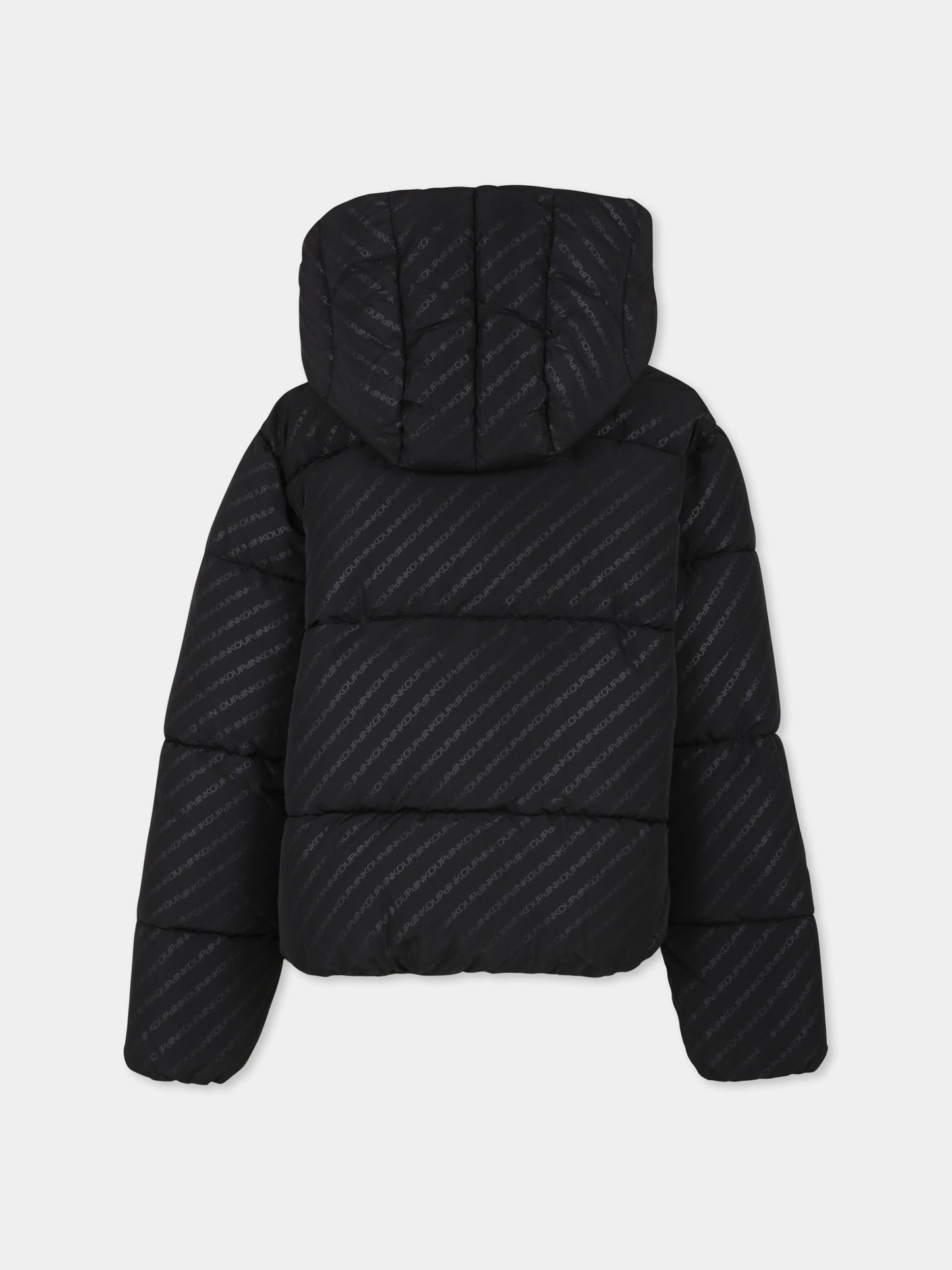 Piumino nero per bambina con logo all over,Pinko,F3PIJGPF069 110